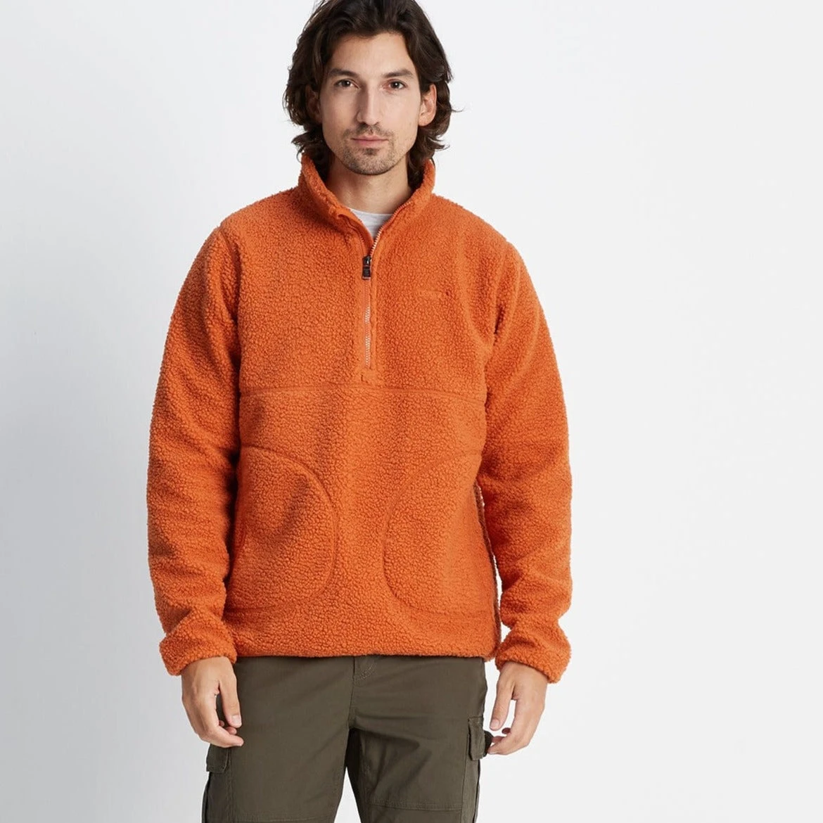 Adams Mens Sherpa Half Zip Fleece - Dark Orange - Image 3