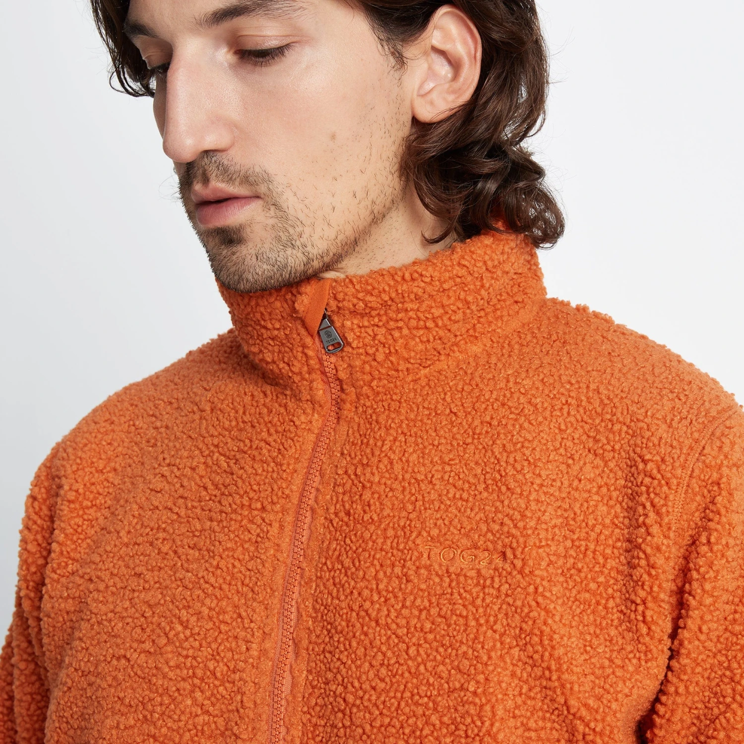 Adams Mens Sherpa Half Zip Fleece - Dark Orange - Image 4