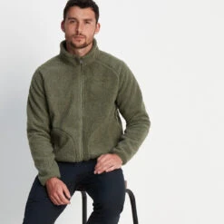 Bamford Mens Raglan Sherpa Fleece Jacket - Khaki