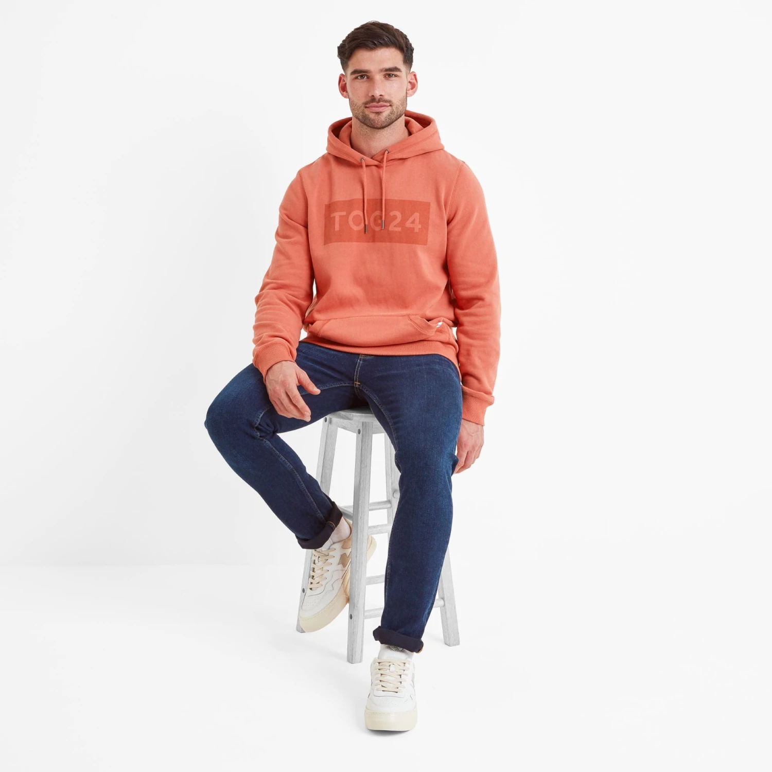 Barron Mens Hoodie - Washed Red - Image 4