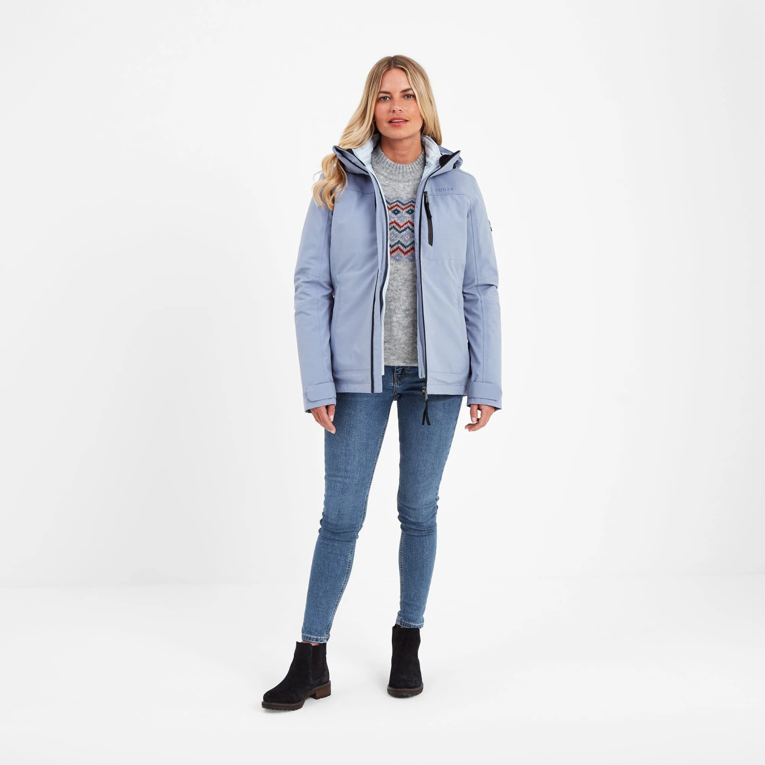 Beverley Womens 3-in-1 Waterproof Jacket - Dusty Blue - Image 4