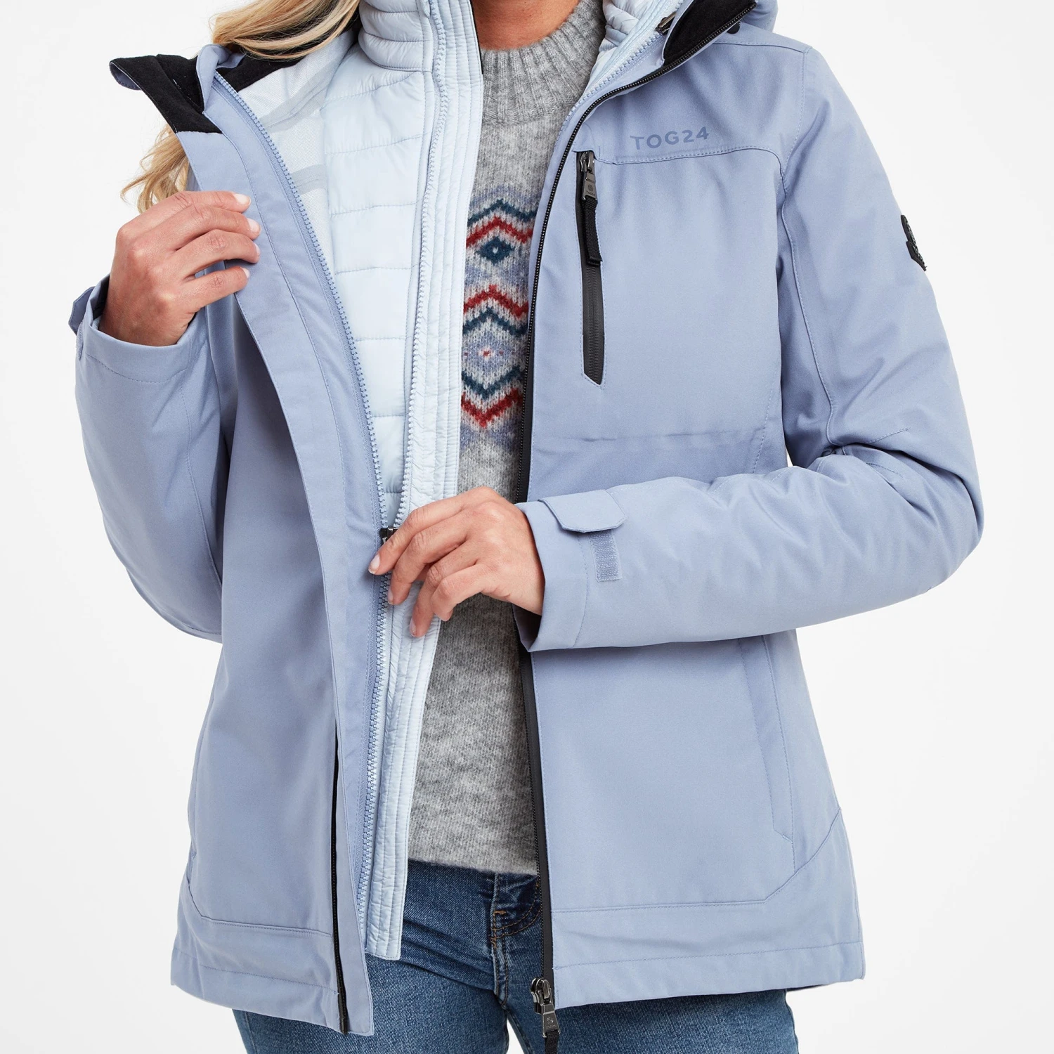 Beverley Womens 3-in-1 Waterproof Jacket - Dusty Blue - Image 7