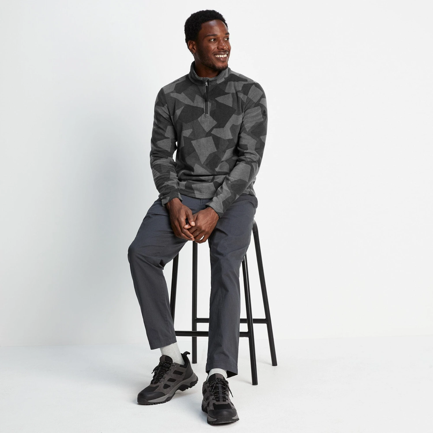 Bleakholt Mens Quarter Zip Fleece - Steel Grey Geo Camo - Image 5