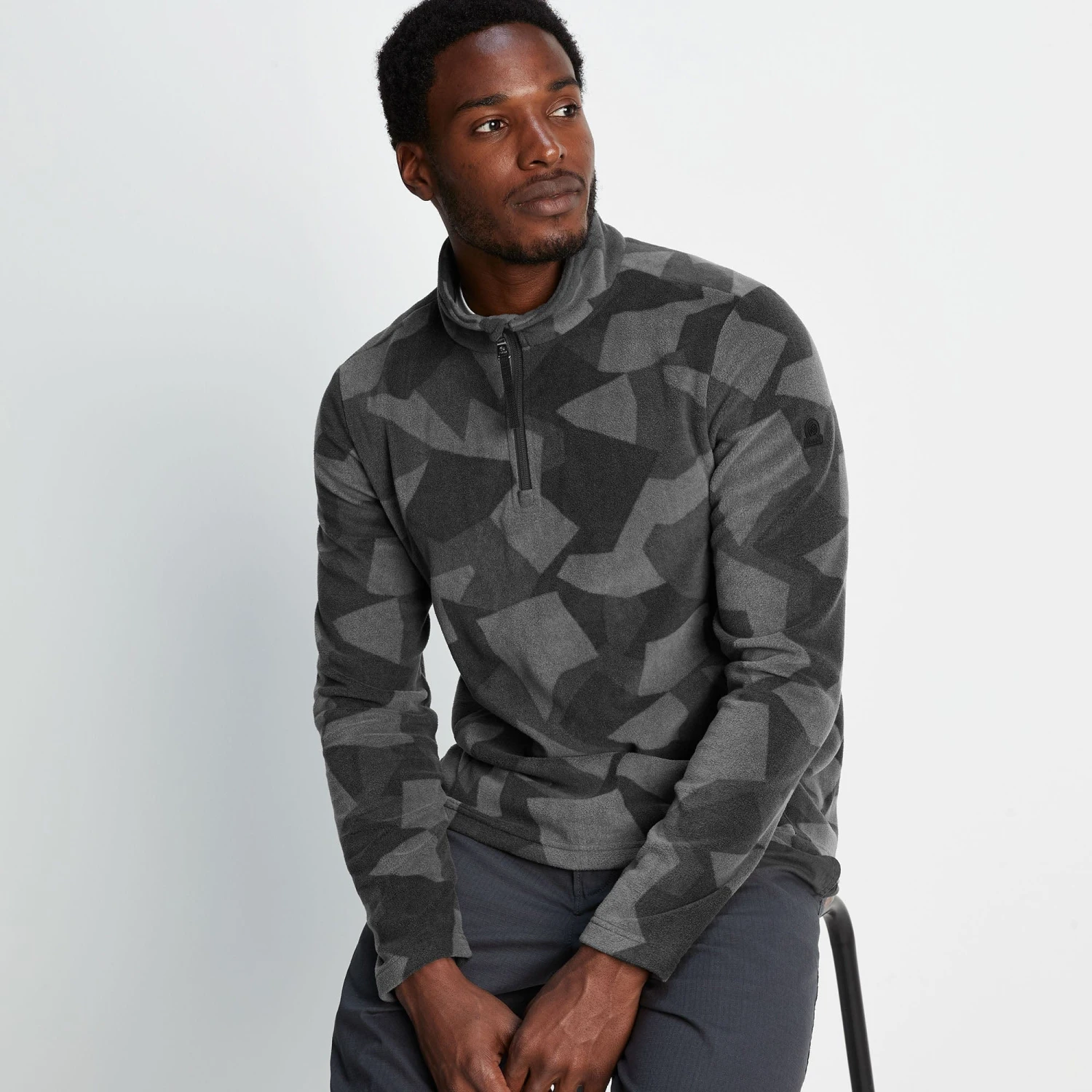Bleakholt Mens Quarter Zip Fleece - Steel Grey Geo Camo - Image 6