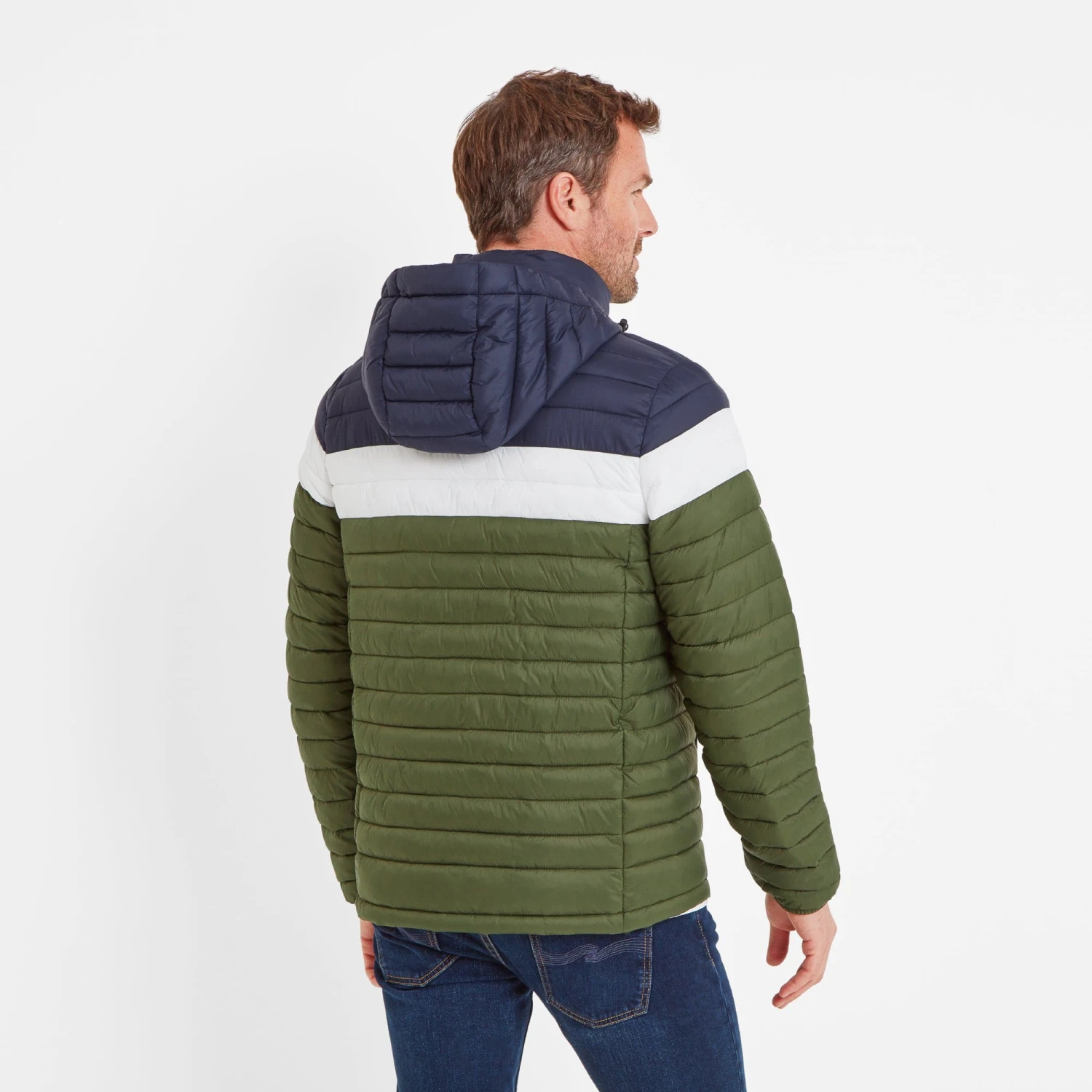 Bowburn Mens Padded Jacket - Khaki/Steel Blue - Image 2