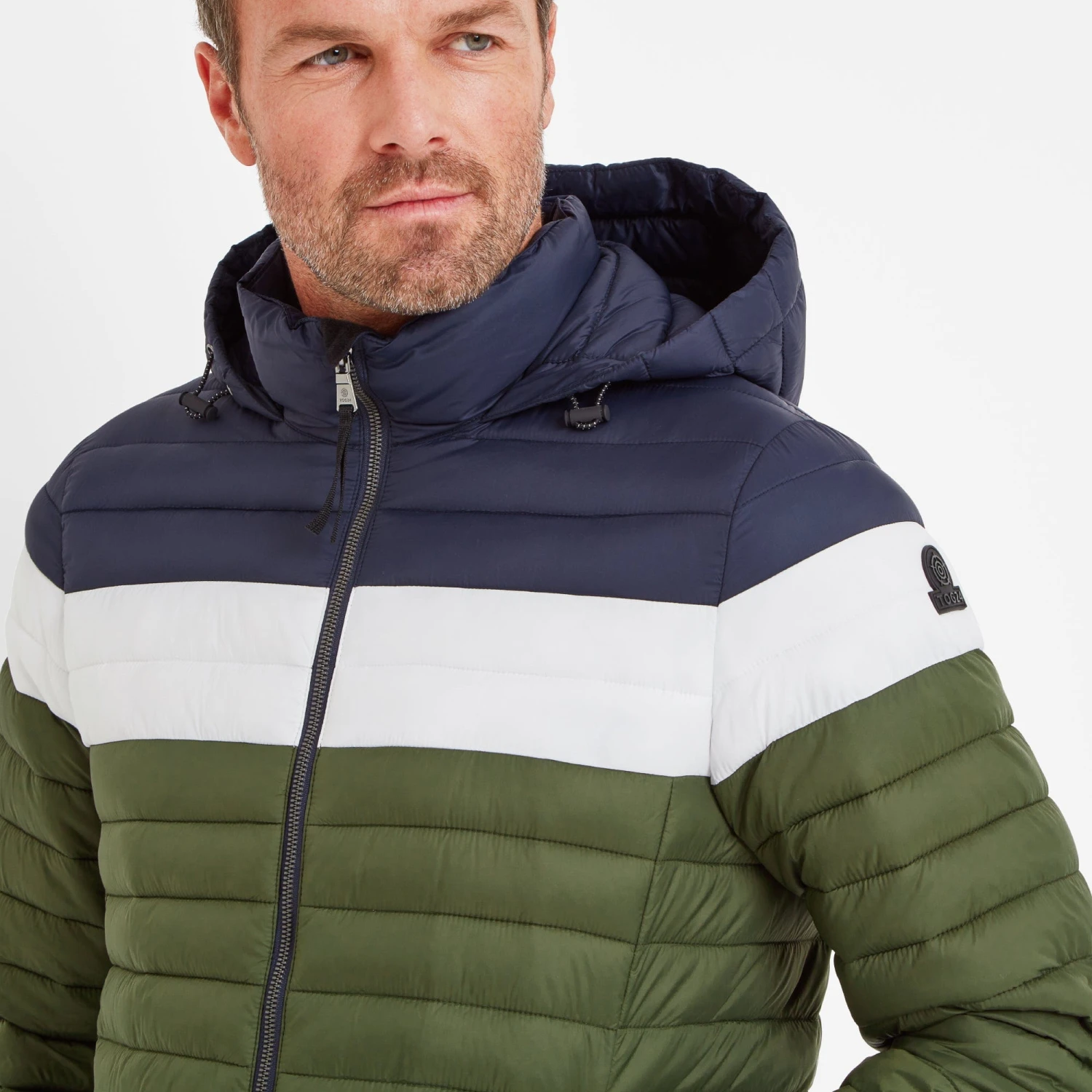 Bowburn Mens Padded Jacket - Khaki/Steel Blue - Image 6