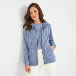 Carys Womens Zip Hoody - Dusty Blue