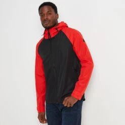 Coatham Mens Jacket - Black/Fire Red