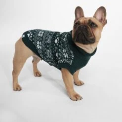 Doodle Knitted Dog Coat - Dark Indigo Dog Fairisle M