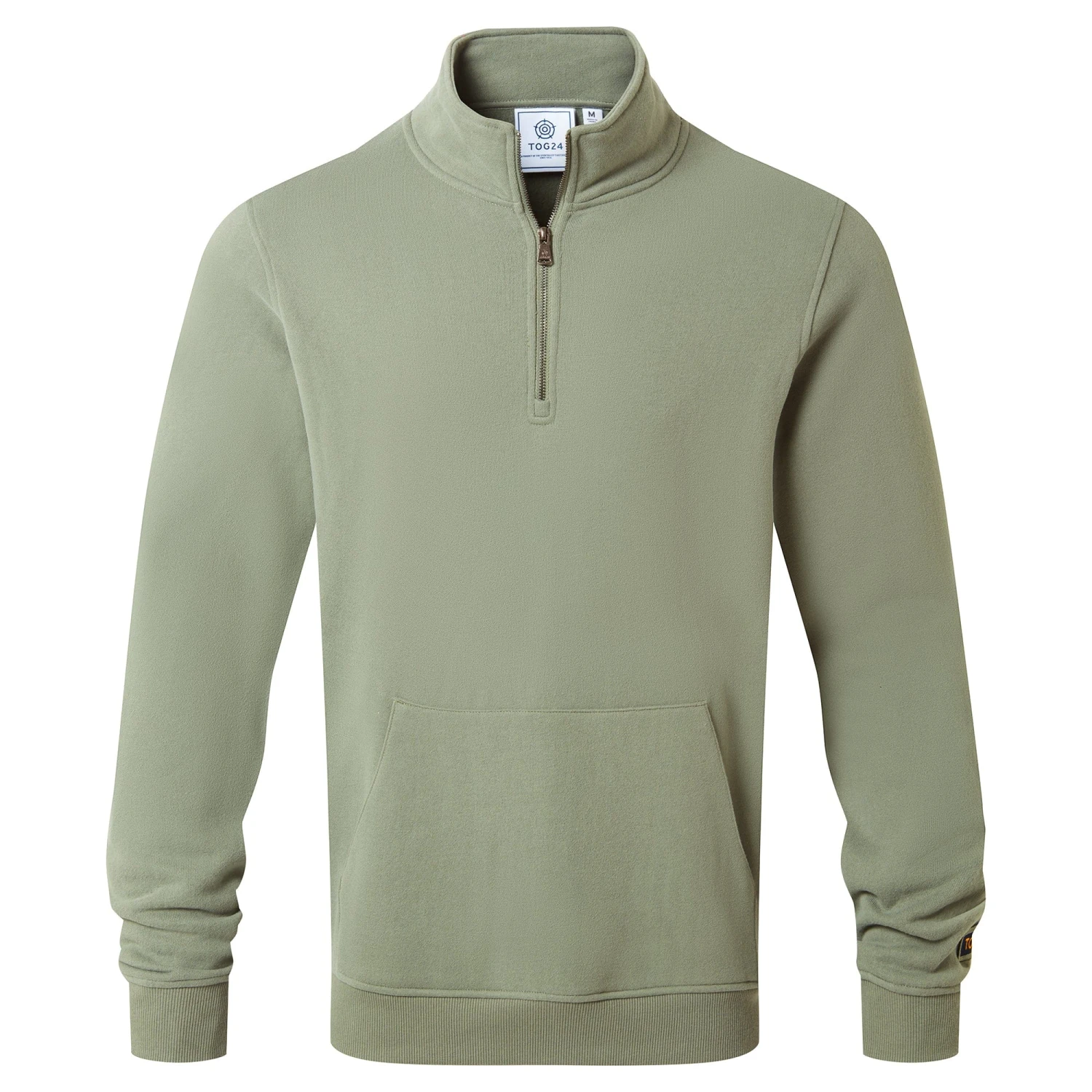 Dorian Mens Quarter Zip Sweat - Faded Khaki - Image 5