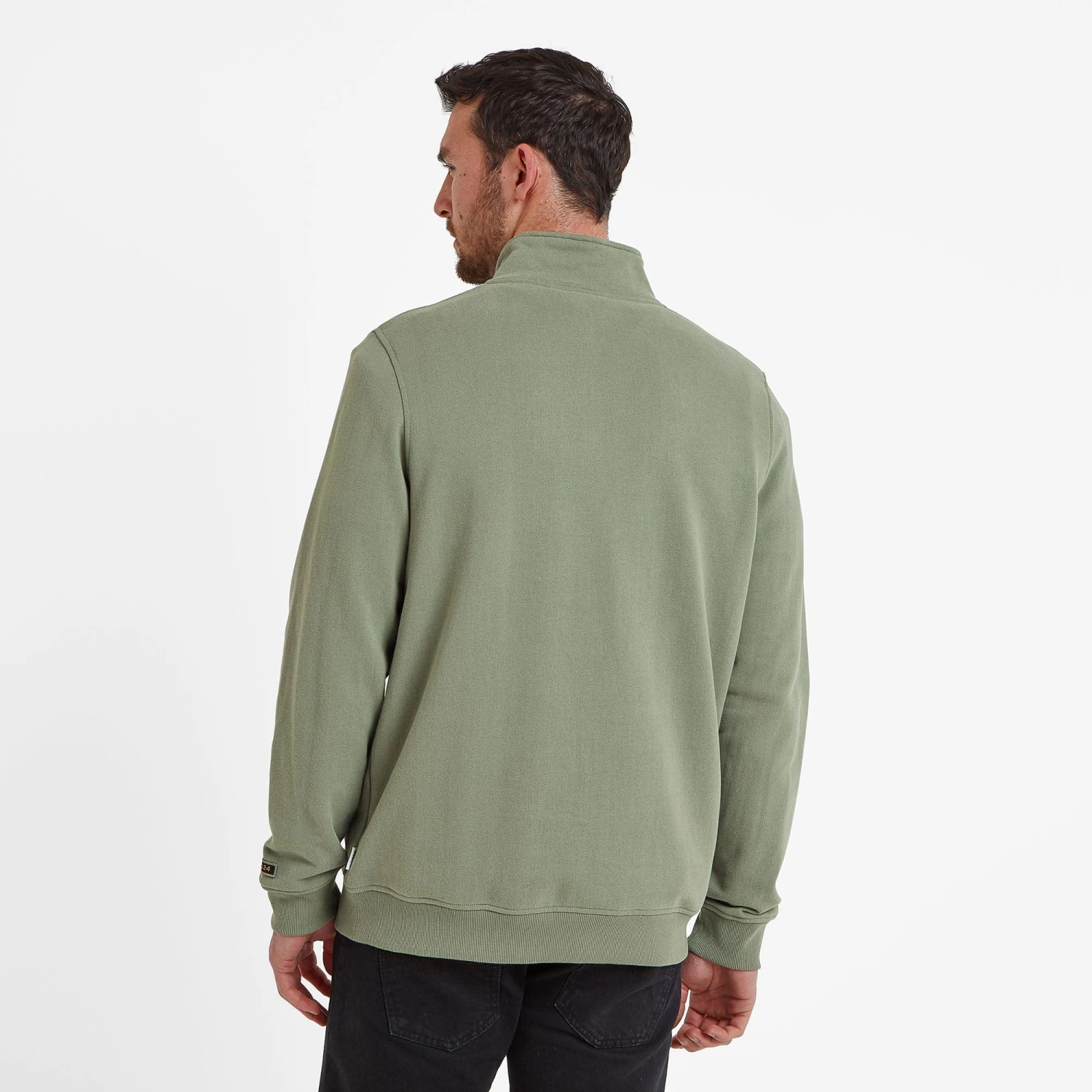 Dorian Mens Quarter Zip Sweat - Faded Khaki - Image 3
