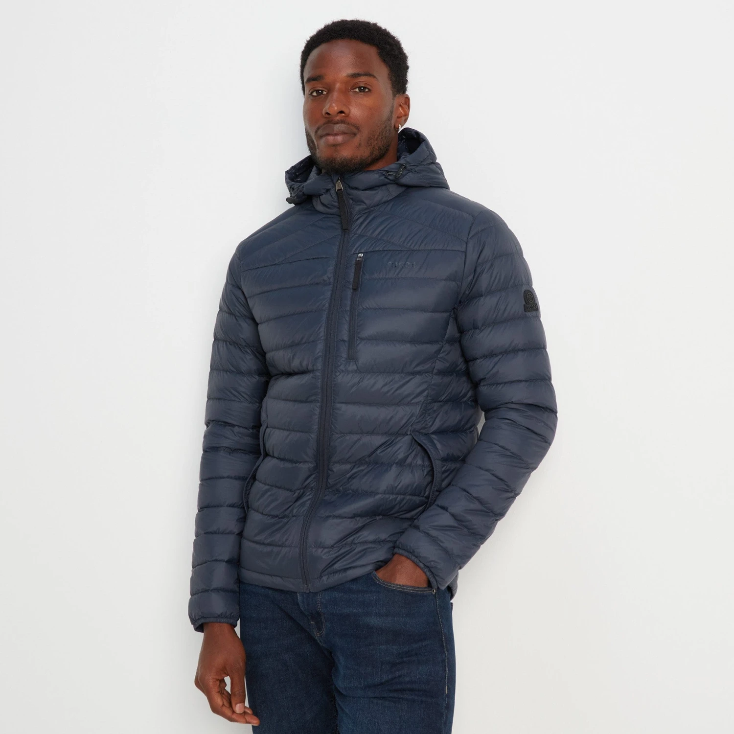 Drax Mens Hooded Down Jacket - Navy - Image 2