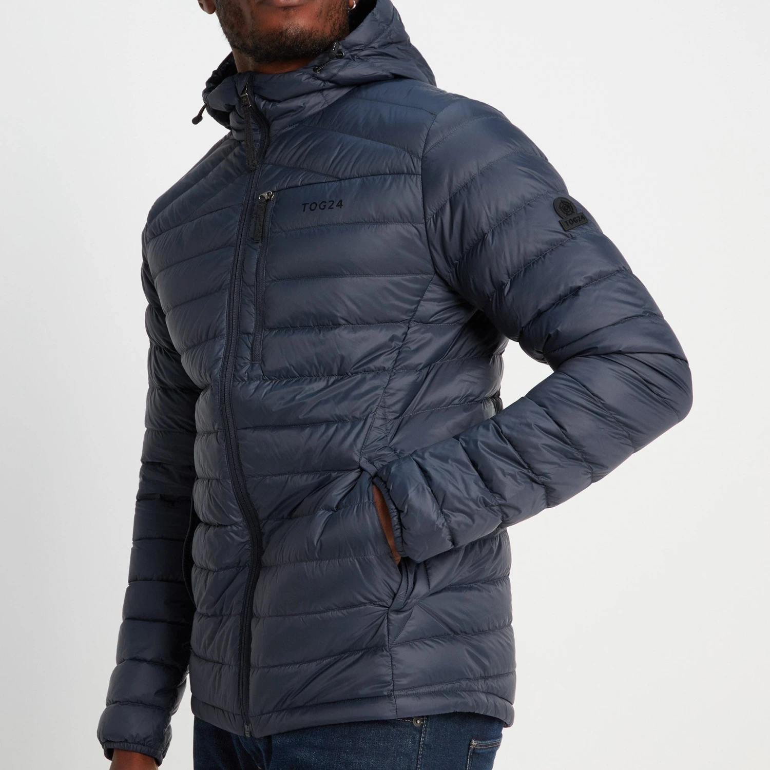 Drax Mens Hooded Down Jacket - Navy - Image 5