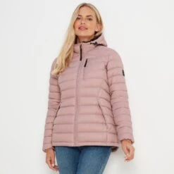 Drax Womens Hooded Down Jacket - Faded Pink