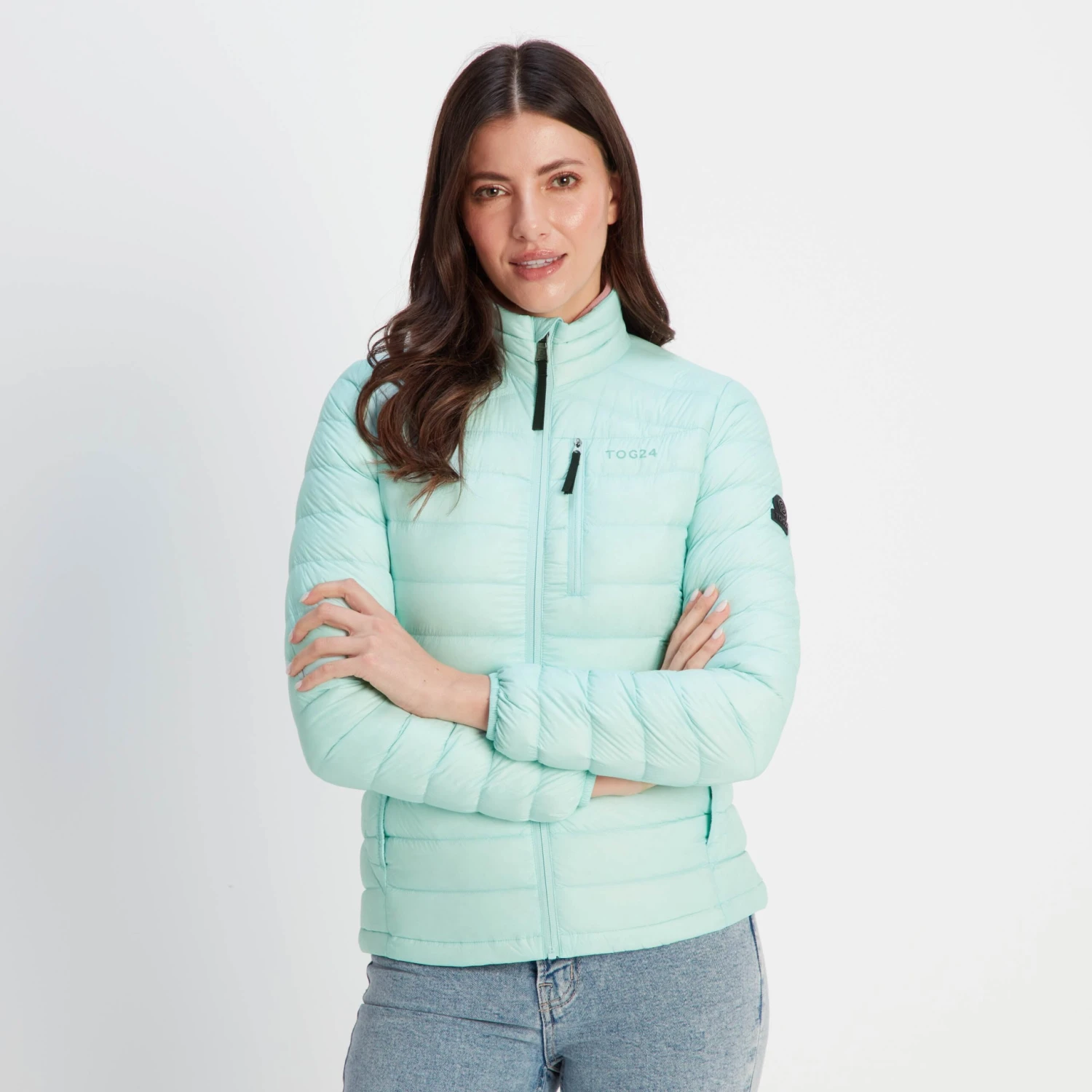 Drax Womens Funnel Down Jacket - Mint Blue