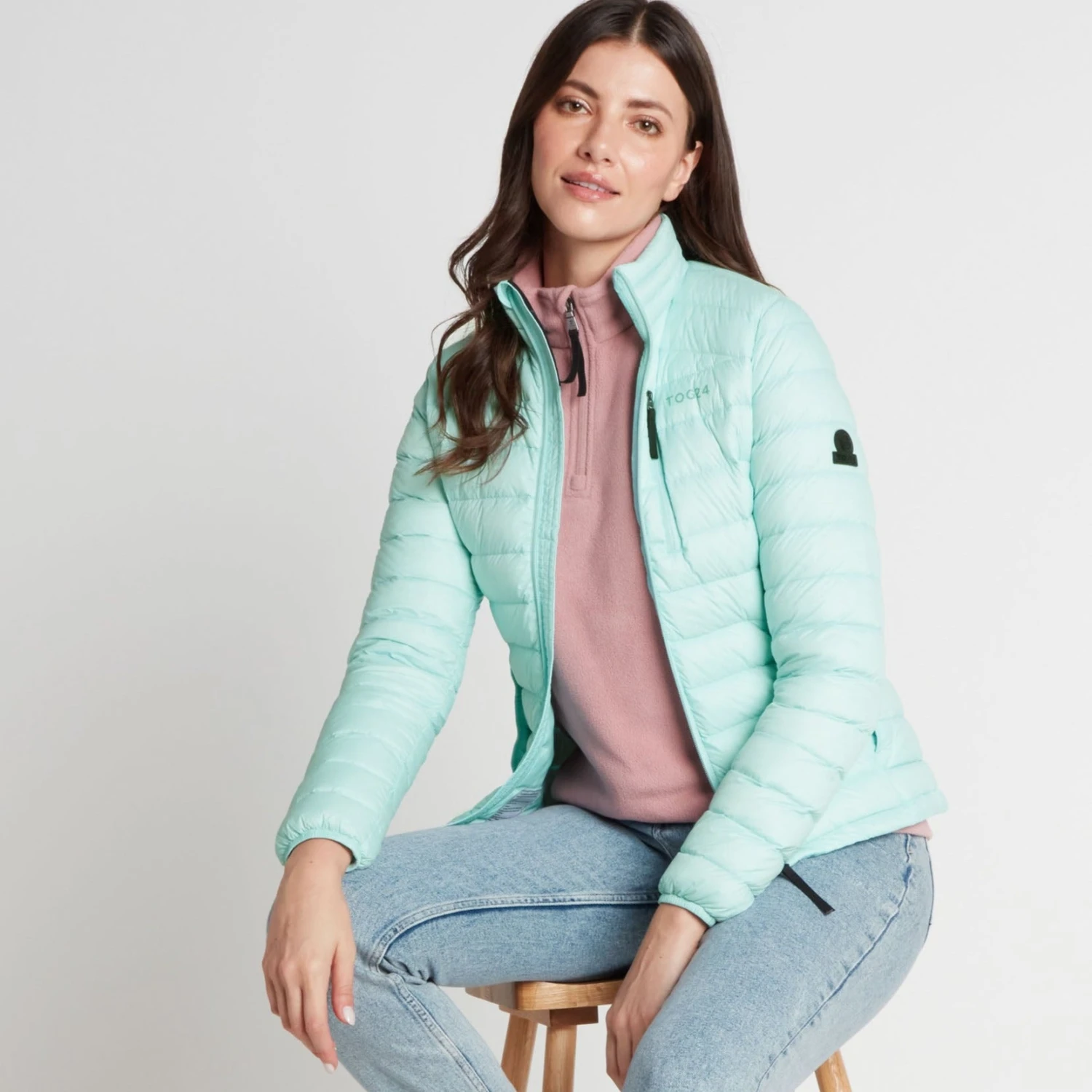 Drax Womens Funnel Down Jacket - Mint Blue - Image 6