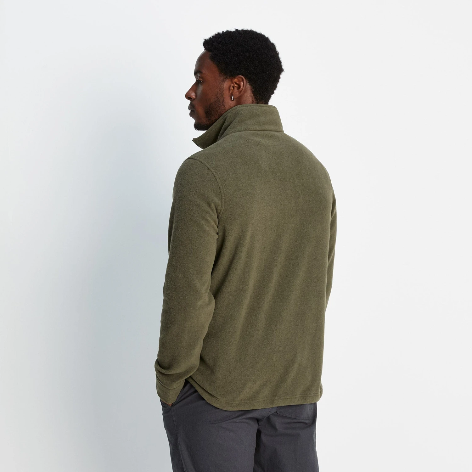 Drewery Mens Quarter Zip Fleece - Khaki - Image 6