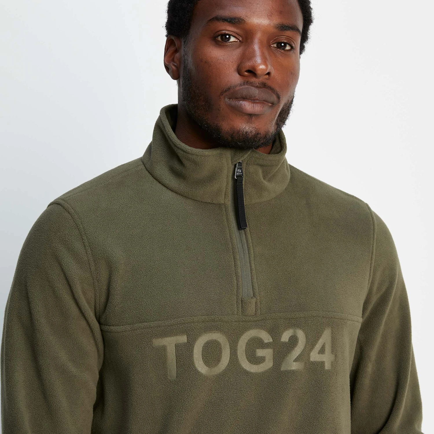 Drewery Mens Quarter Zip Fleece - Khaki - Image 3