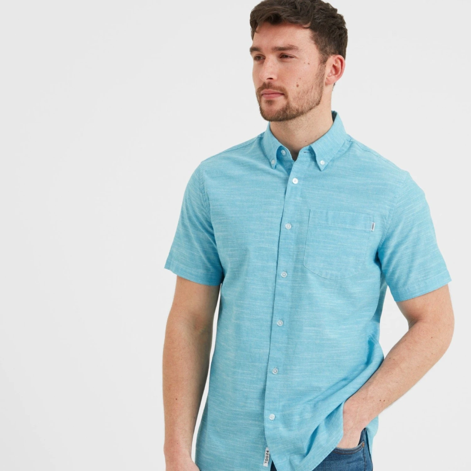 Dwaine Mens Short Sleeve Shirt - Aqua - Image 2