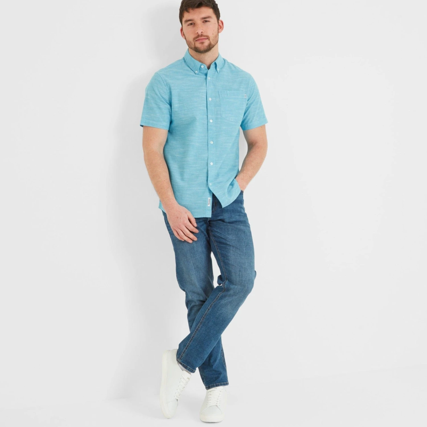 Dwaine Mens Short Sleeve Shirt - Aqua - Image 4