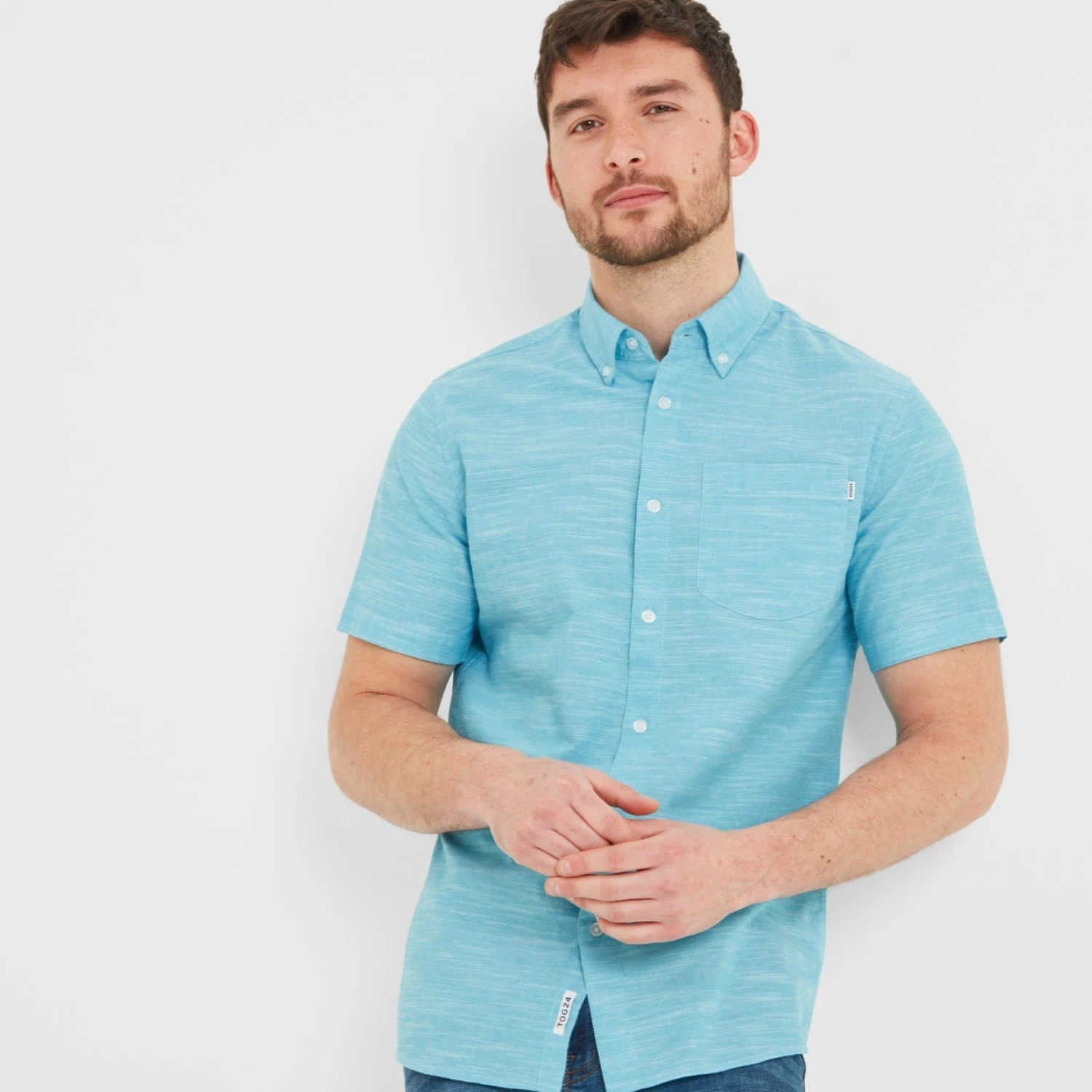 Dwaine Mens Short Sleeve Shirt - Aqua - Image 8