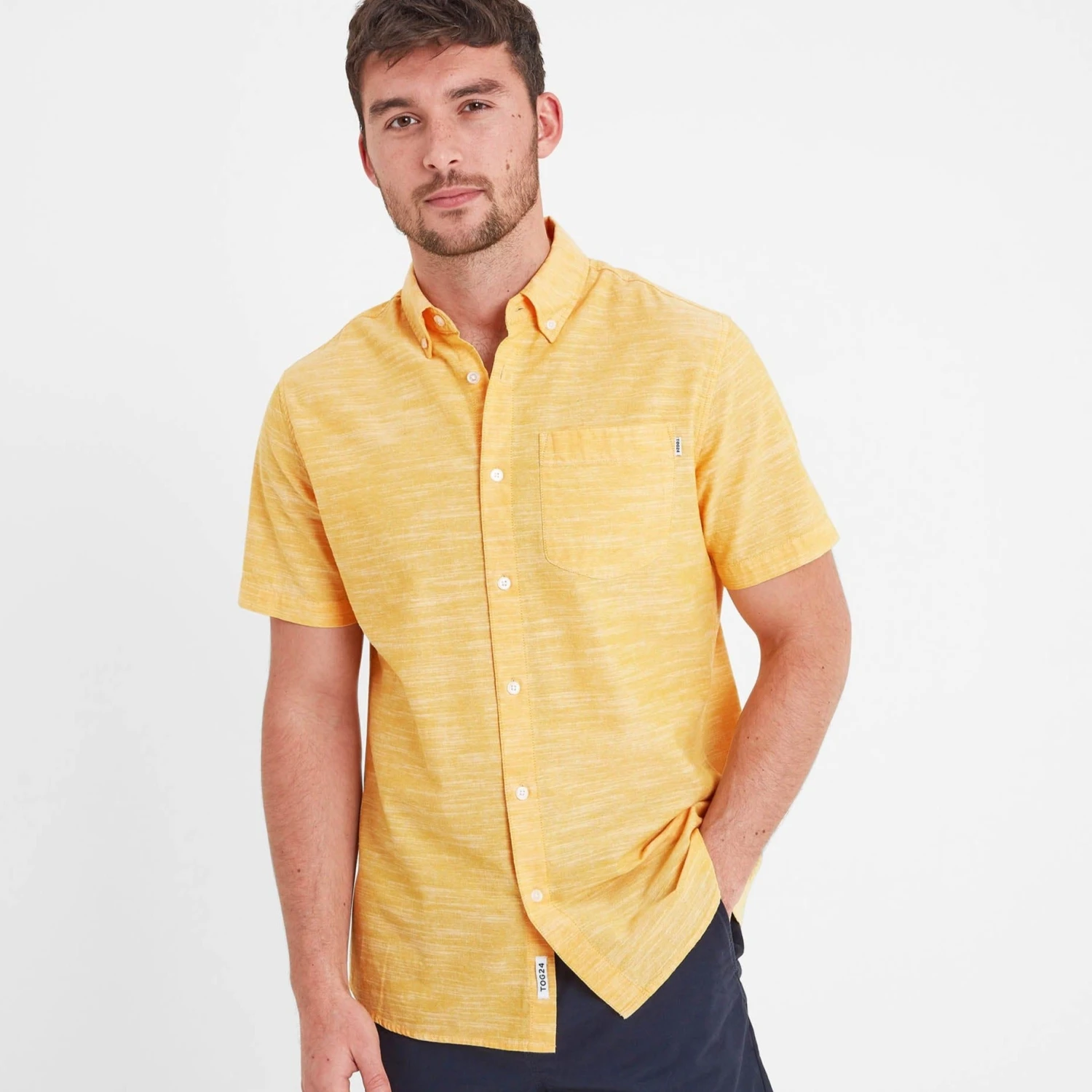 Dwaine Mens Short Sleeve Shirt - Bright Yellow - Image 5
