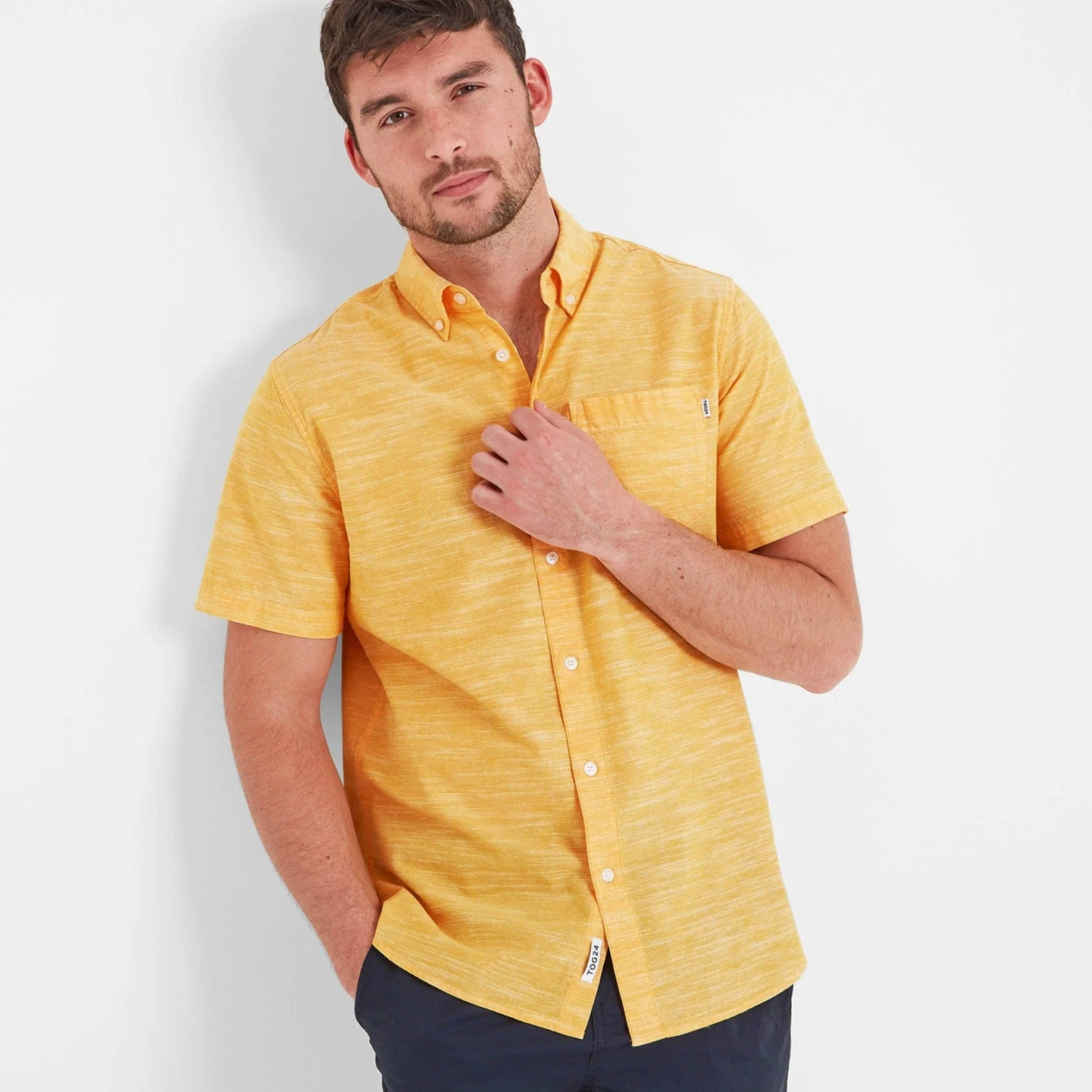 Dwaine Mens Short Sleeve Shirt - Bright Yellow - Image 3
