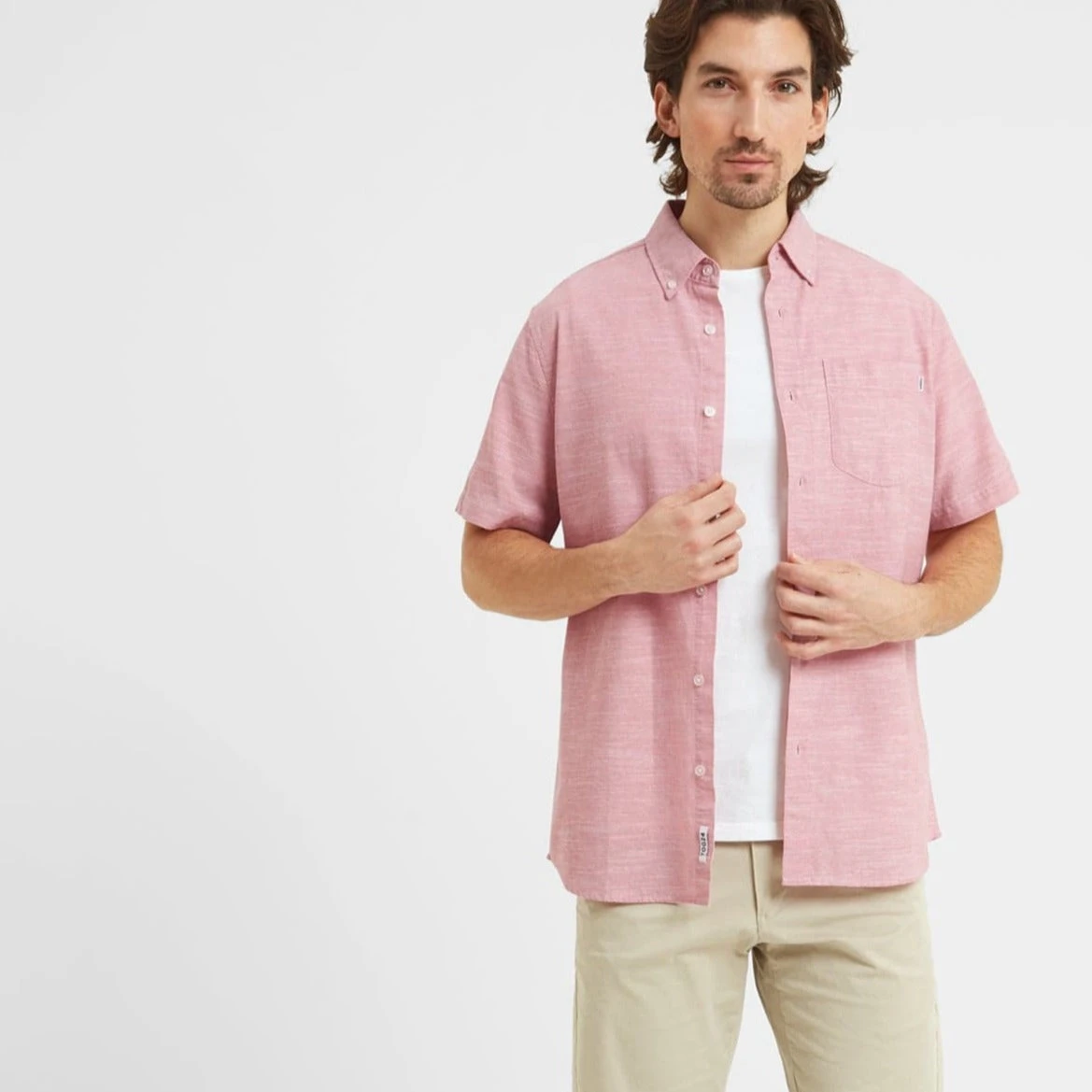 Dwaine Mens Short Sleeve Shirt - Washed Red - Image 3