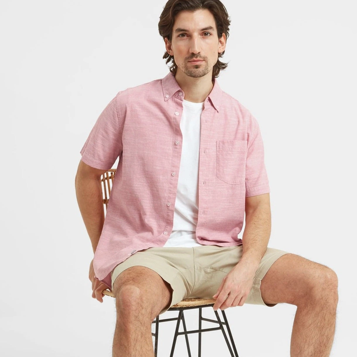 Dwaine Mens Short Sleeve Shirt - Washed Red - Image 4