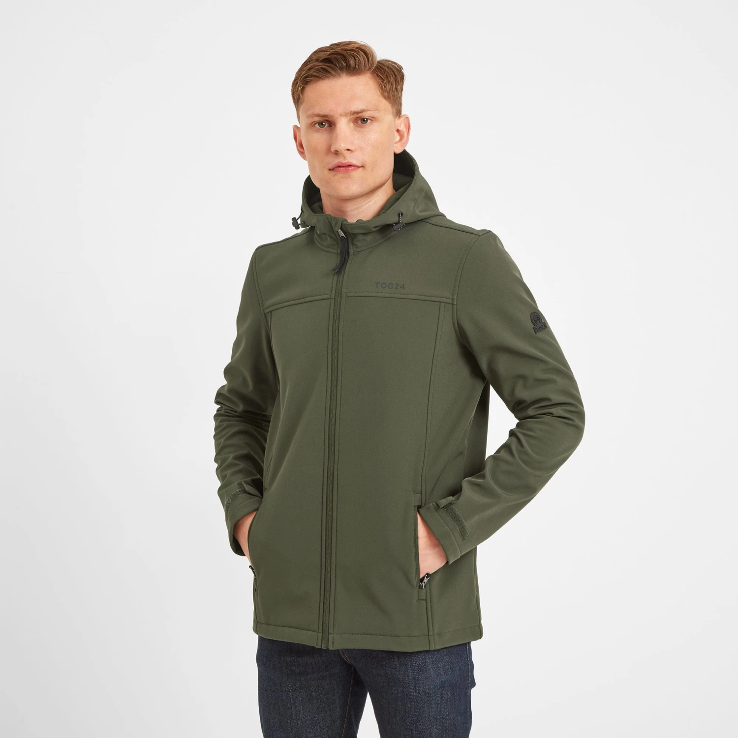 Feizor Mens Shower Resistant Softshell Hooded Jacket - Moss