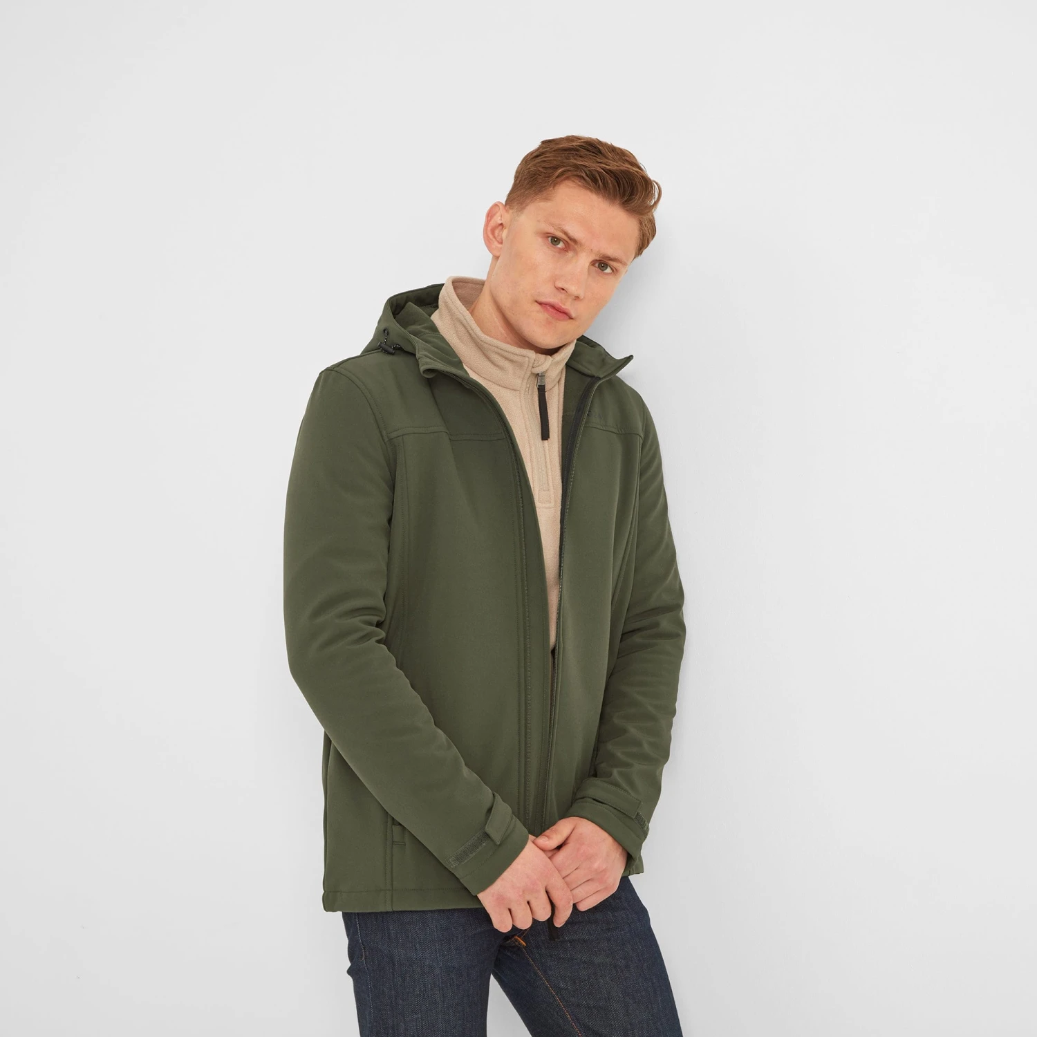 Feizor Mens Shower Resistant Softshell Hooded Jacket - Moss - Image 7