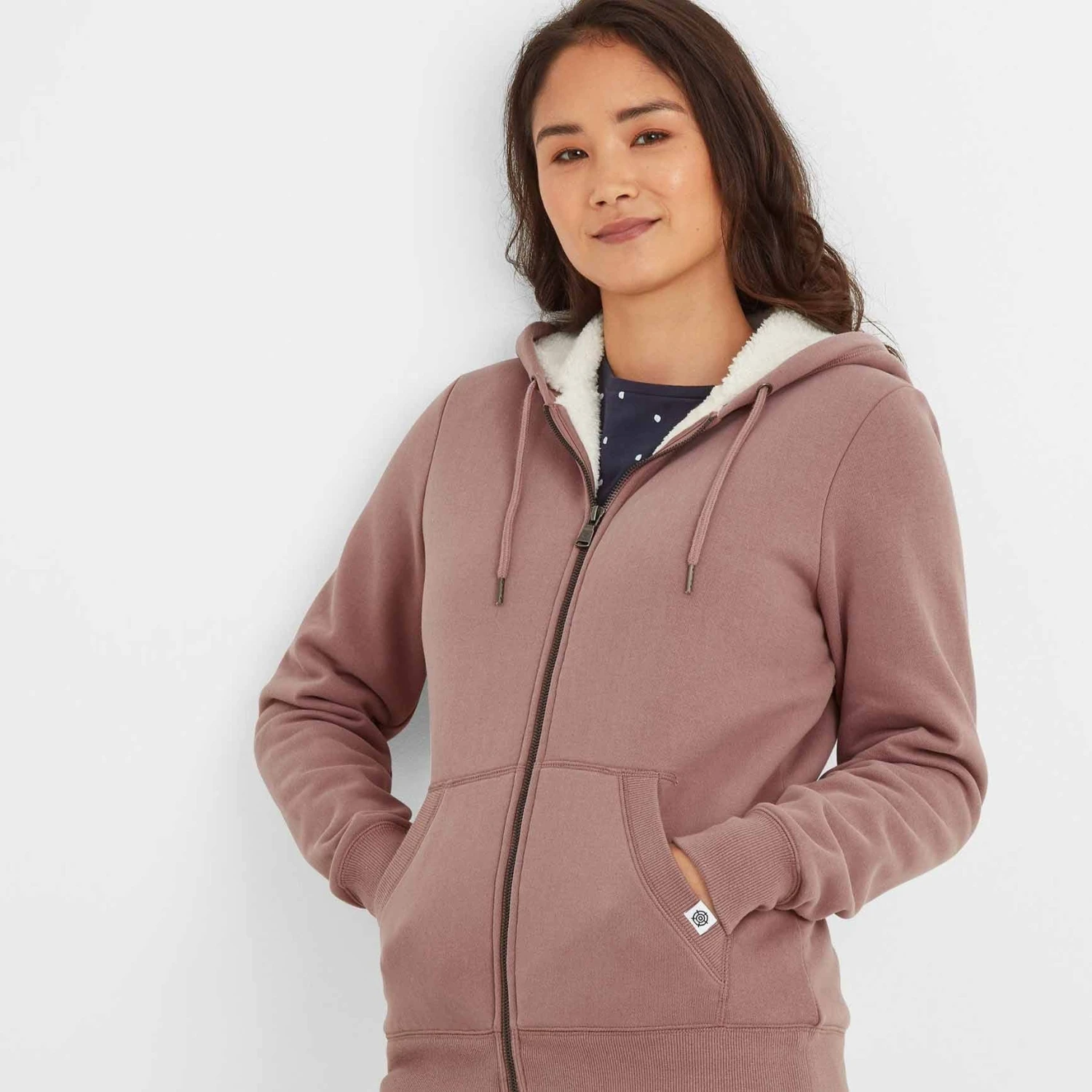 Finch Womens Sherpa Fleece Lined Hoody - Faded Pink - Image 5