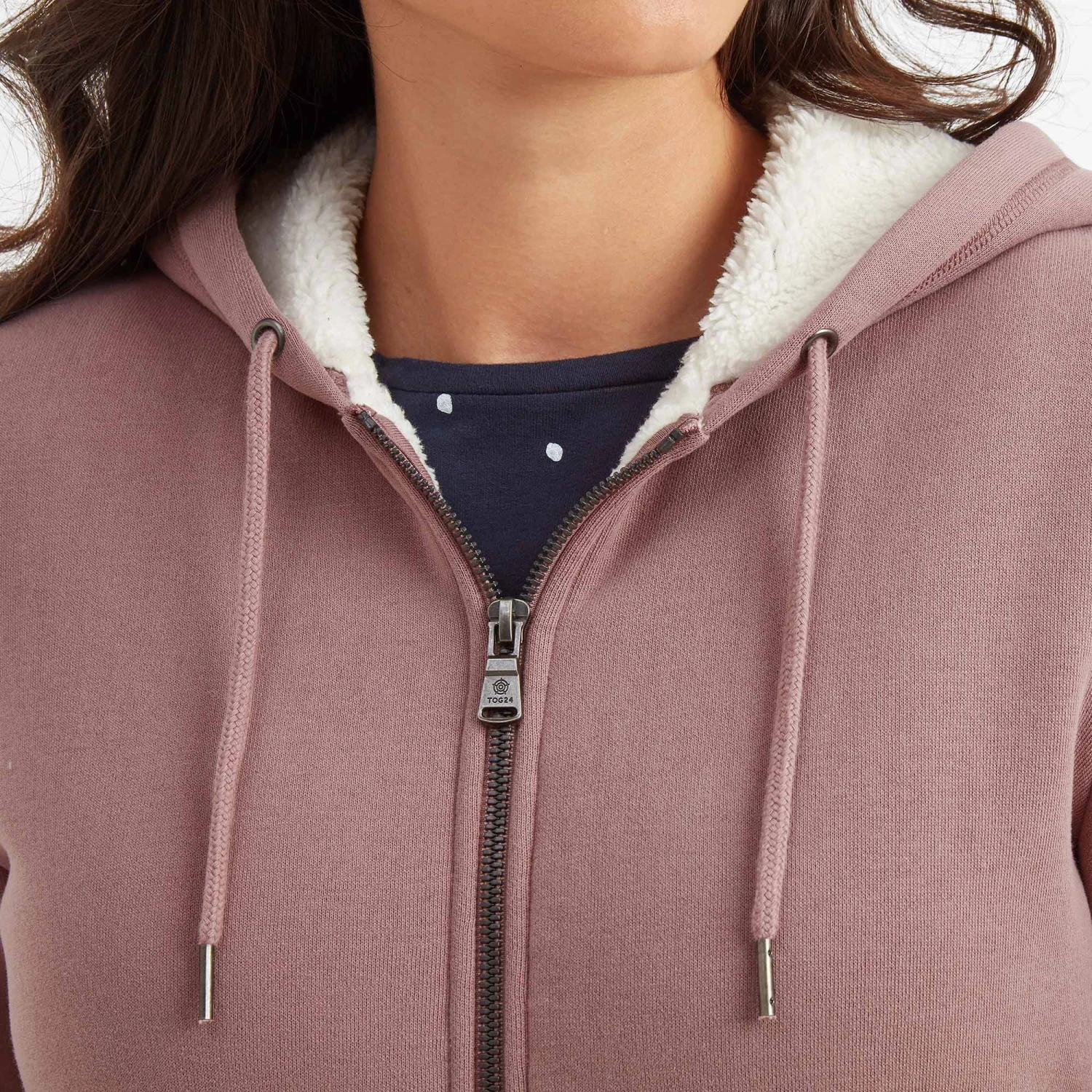 Finch Womens Sherpa Fleece Lined Hoody - Faded Pink - Image 3