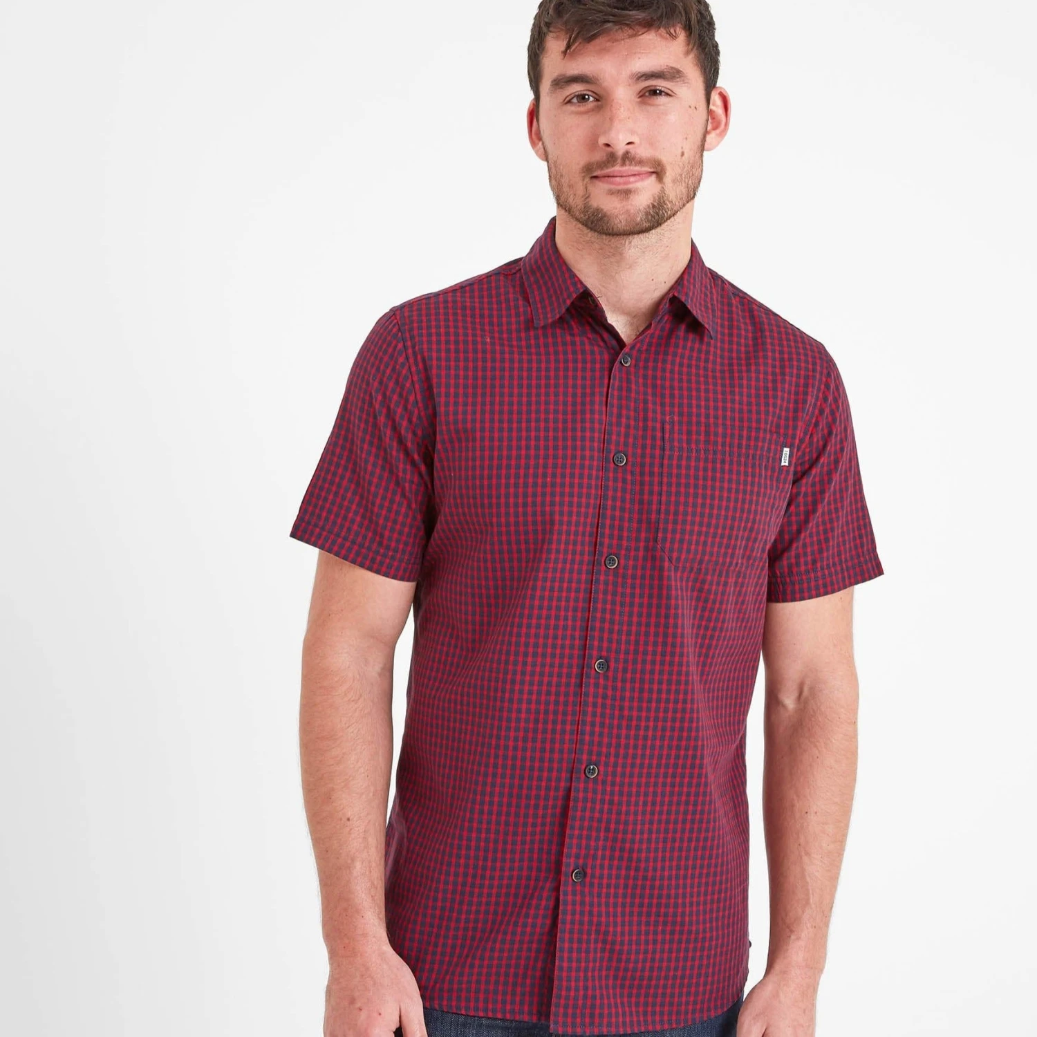 Foster Mens Check Shirt - Rio Red - Image 2