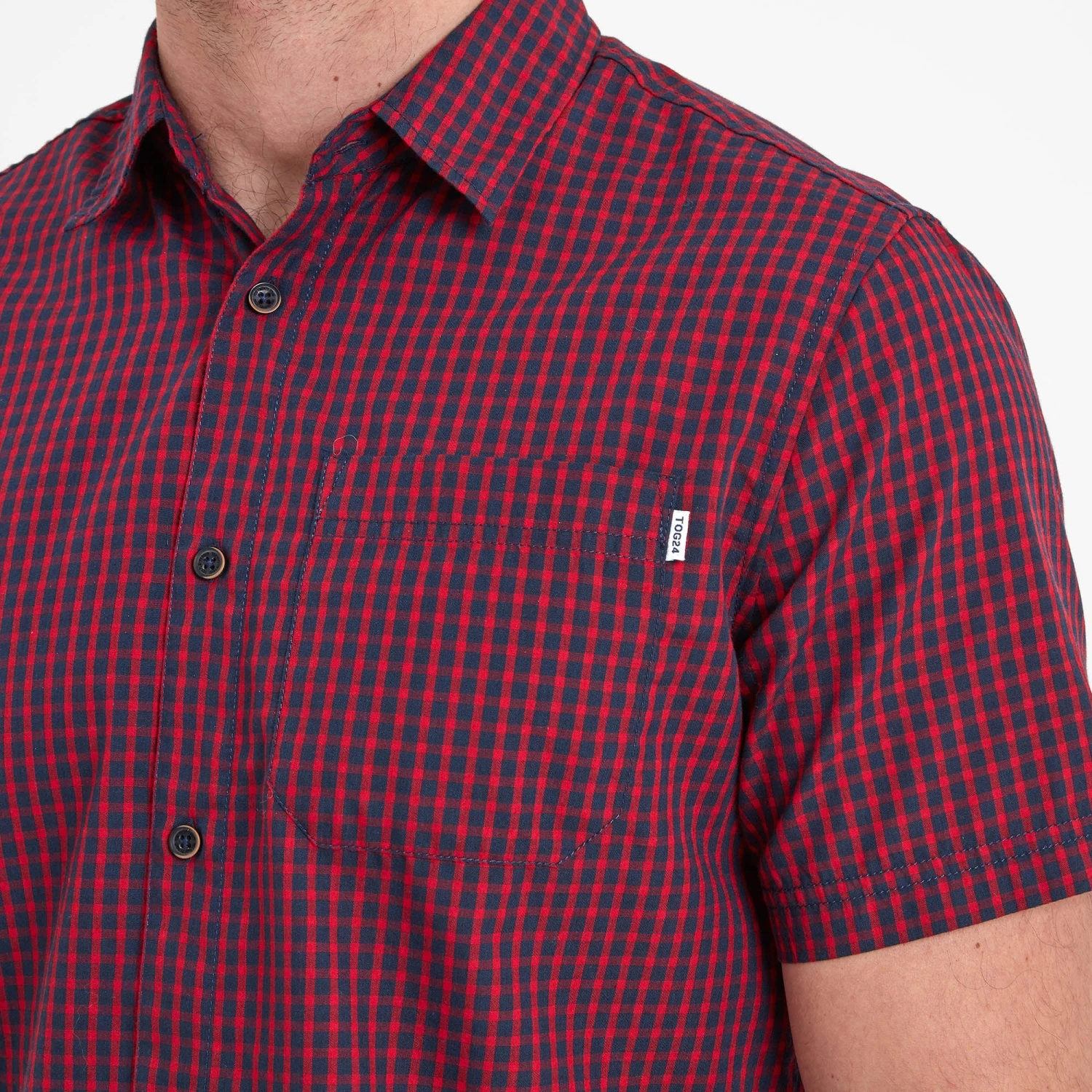 Foster Mens Check Shirt - Rio Red - Image 5