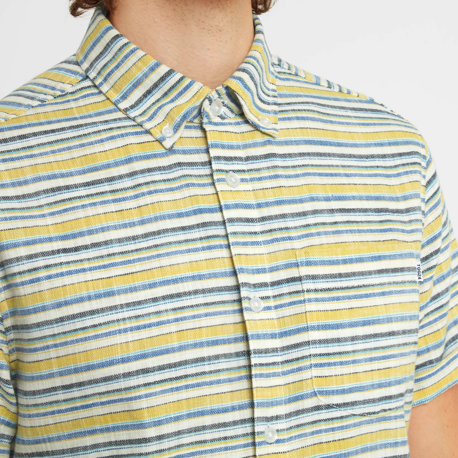 Harold Mens Short Sleeve Stripe Shirt - Aqua - Image 6