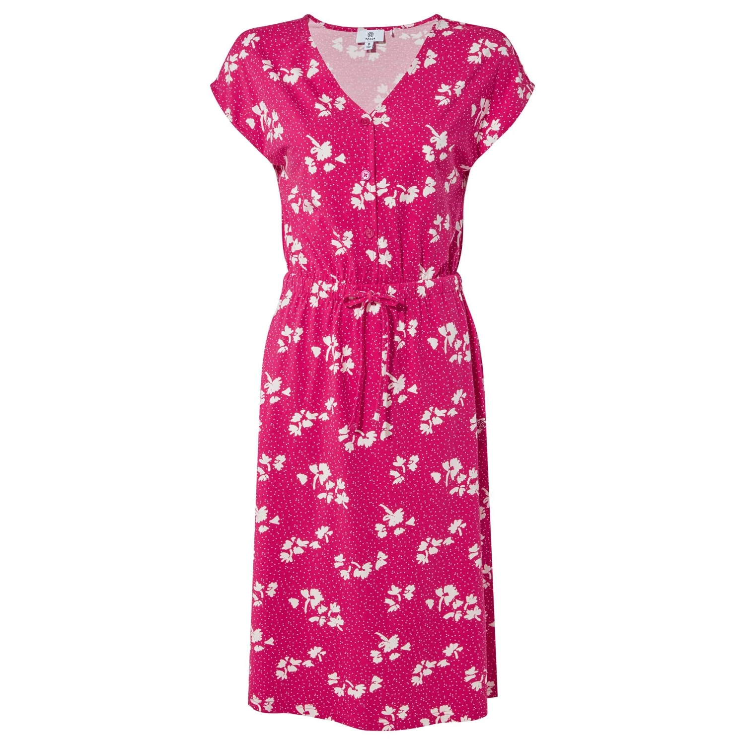 Heather Womens Midi Dress - Magenta Pink Floral - Image 9