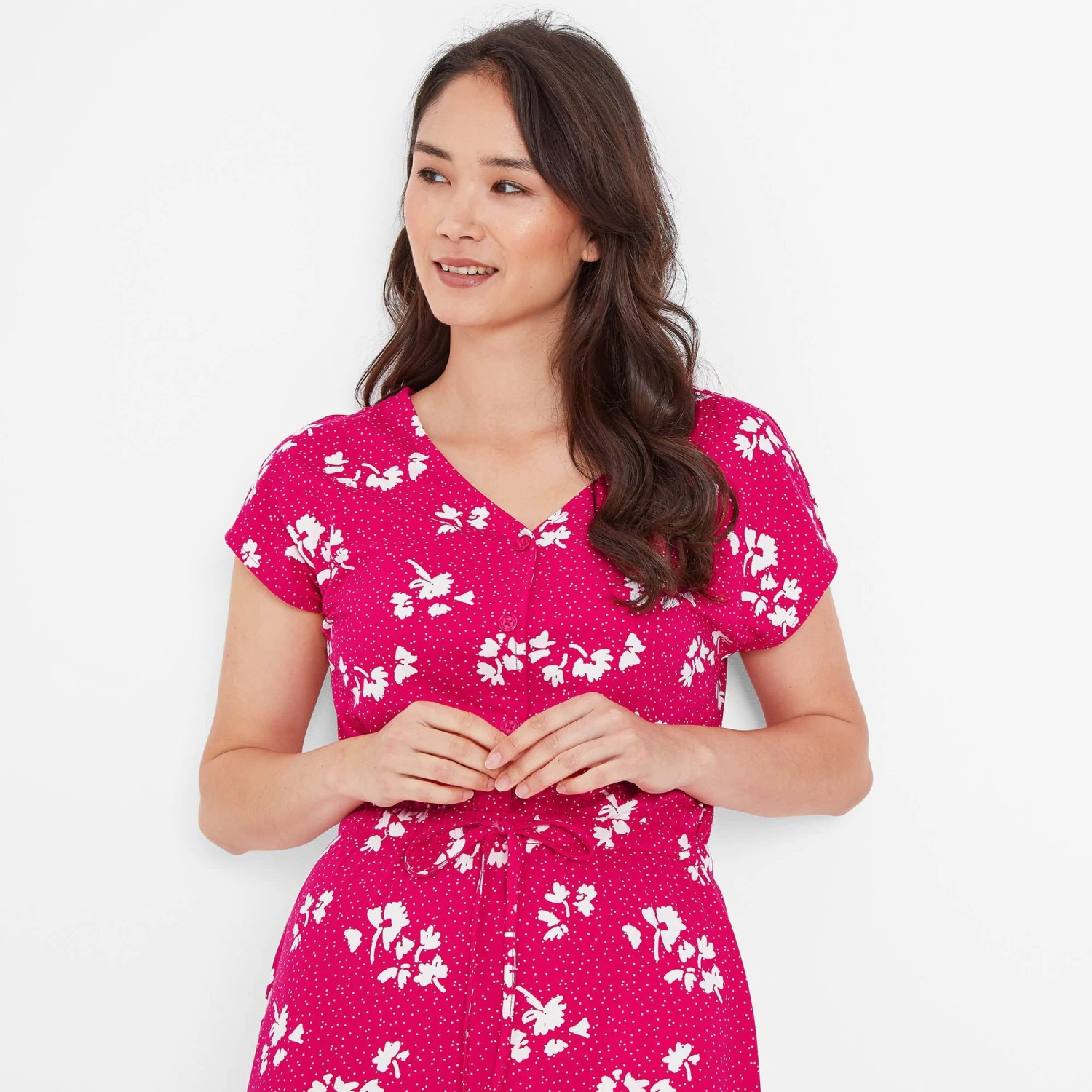 Heather Womens Midi Dress - Magenta Pink Floral - Image 6