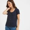 Kinver Womens Button Up Top - Dark Indigo