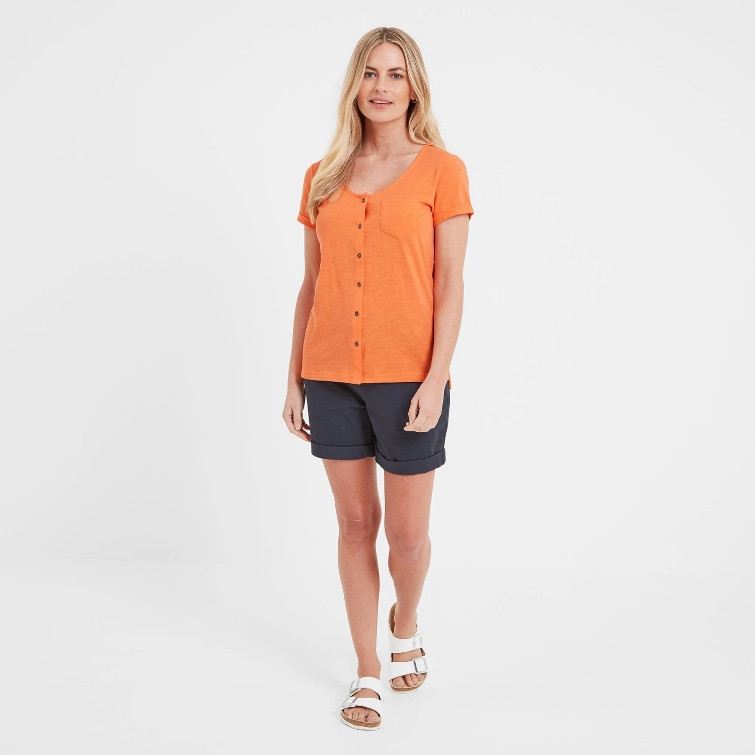 Kinver Womens Button Up Top - Coral Peach - Image 4
