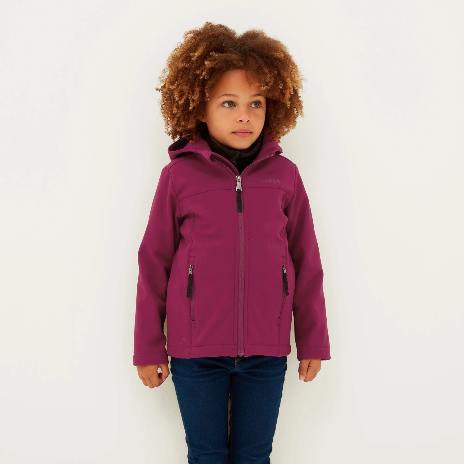 Koroma Kids Softshell Hooded Jacket - Raspberry - Image 2