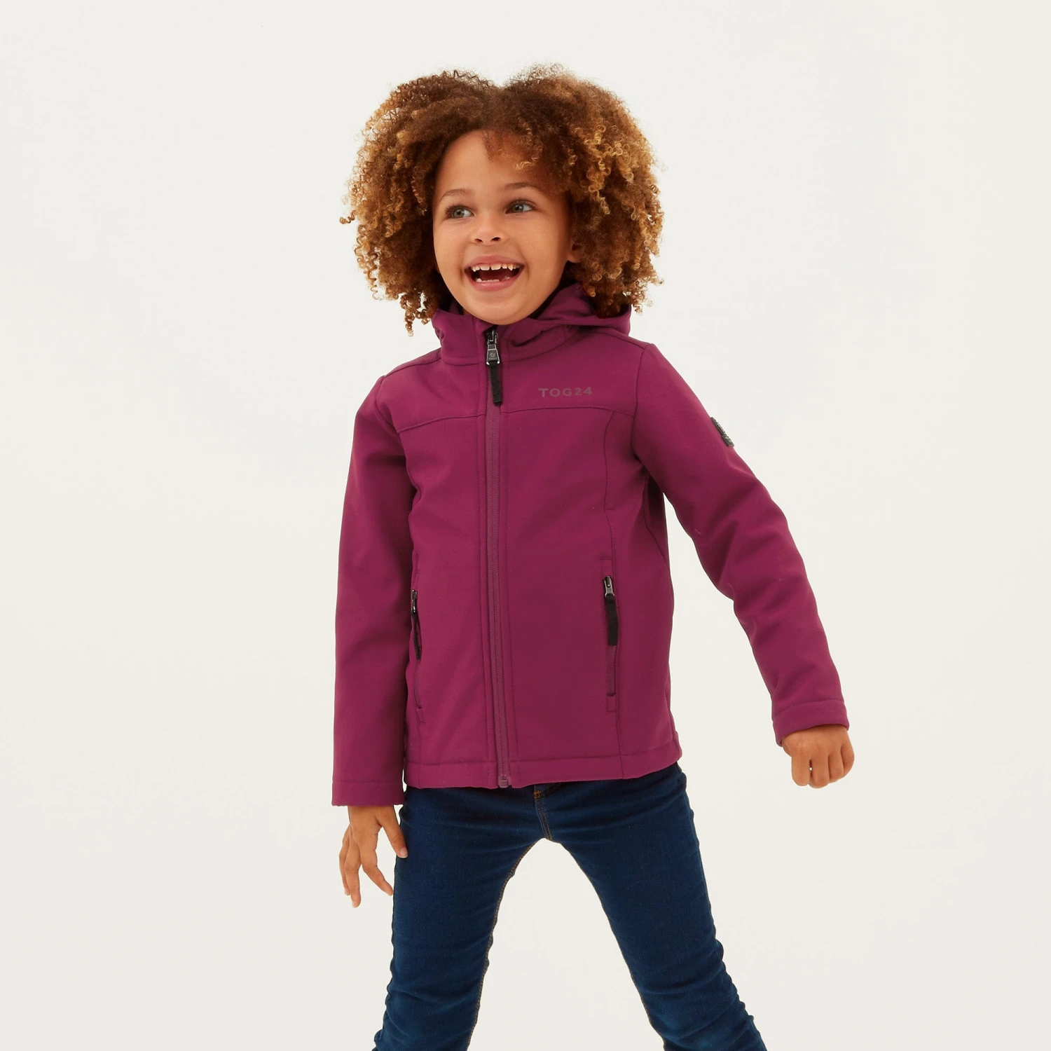 Koroma Kids Softshell Hooded Jacket - Raspberry - Image 4