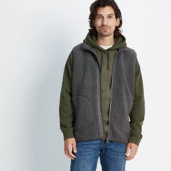 Mackay Mens Sherpa Fleece Gilet - Soot Grey