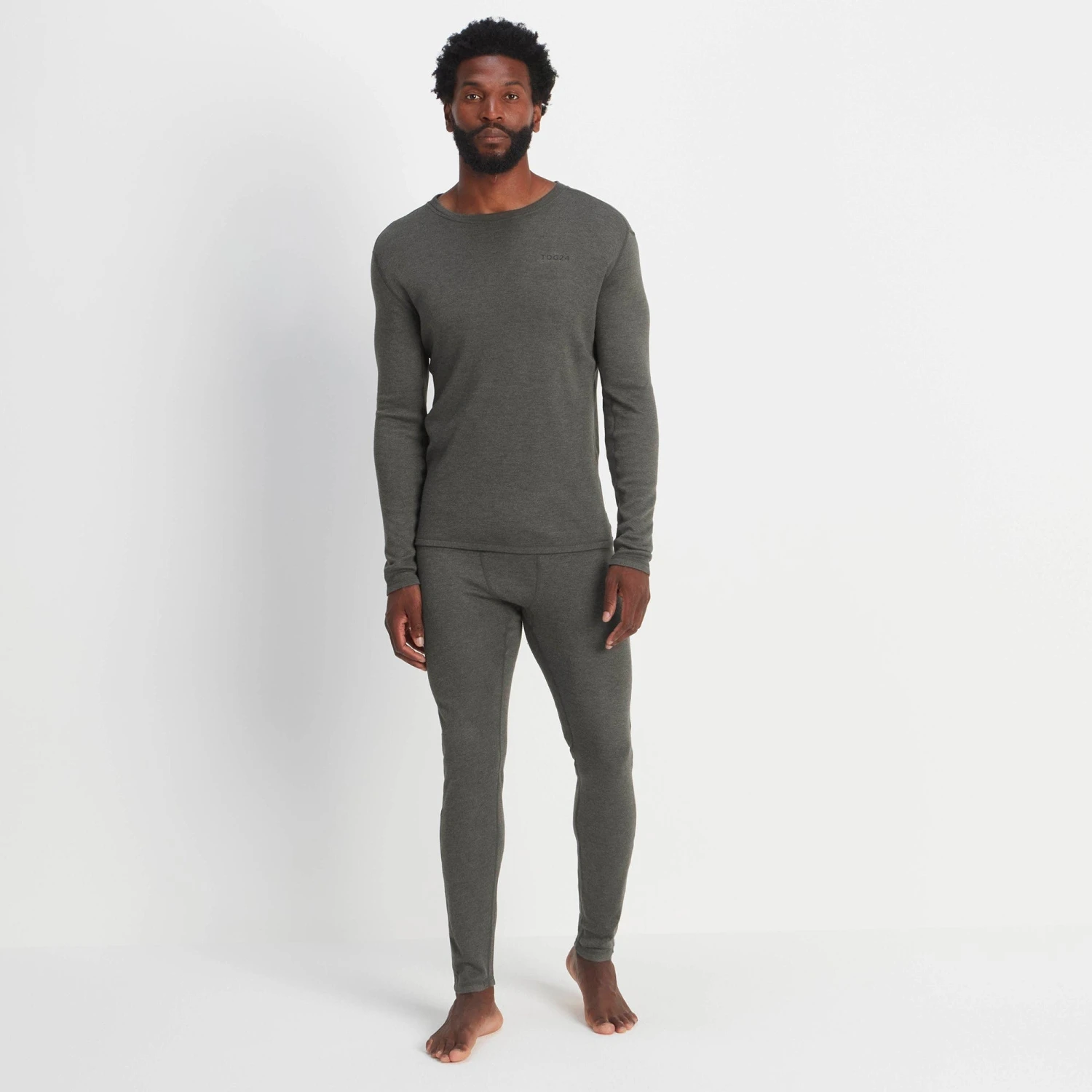 Meru Mens Cashmere Touch Base Layer Crew Neck - Dark Grey Marl - Image 4