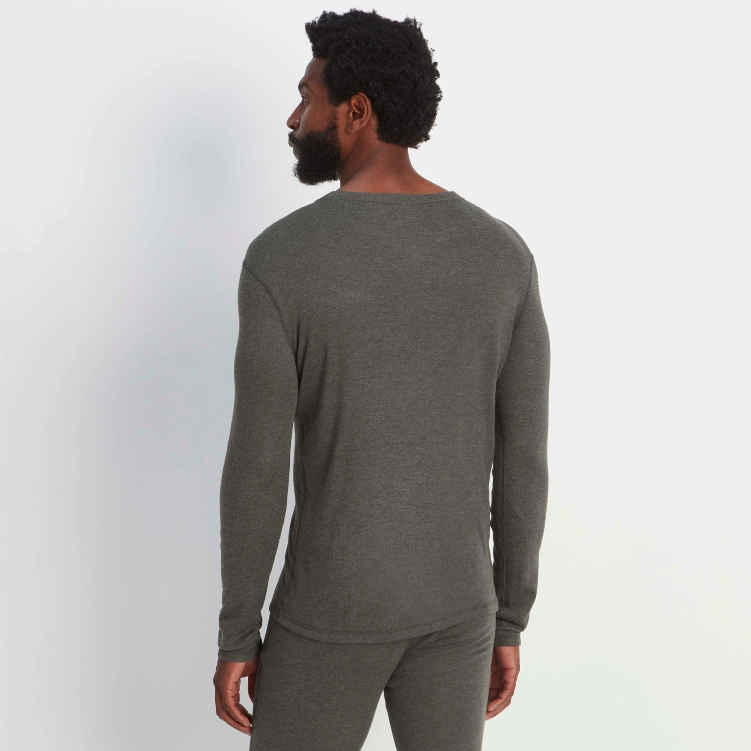 Meru Mens Cashmere Touch Base Layer Crew Neck - Dark Grey Marl - Image 6