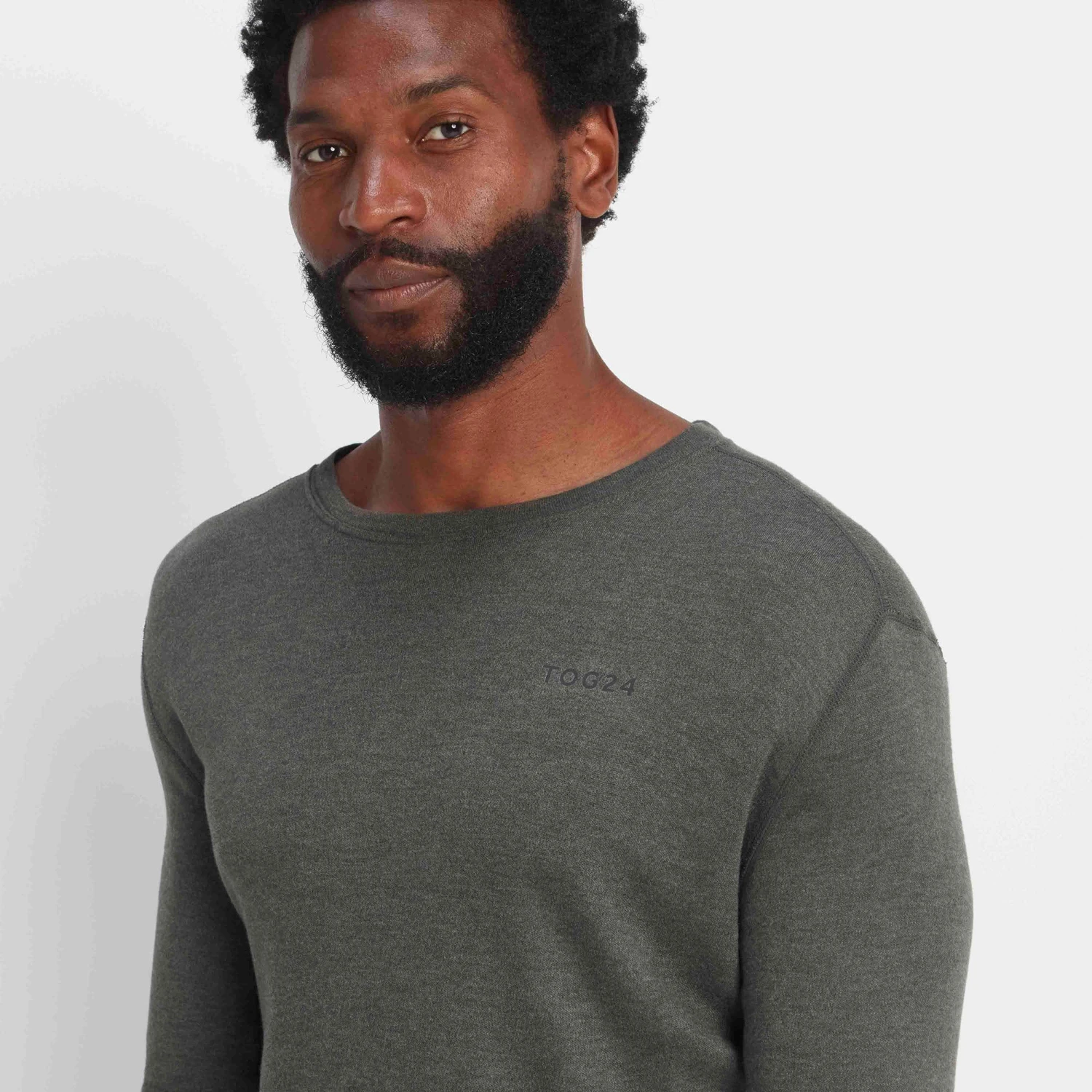 Meru Mens Cashmere Touch Base Layer Crew Neck - Dark Grey Marl - Image 3