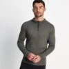 Meru Mens Cashmere Touch Base Layer Quarter Zip - Dark Grey Marl