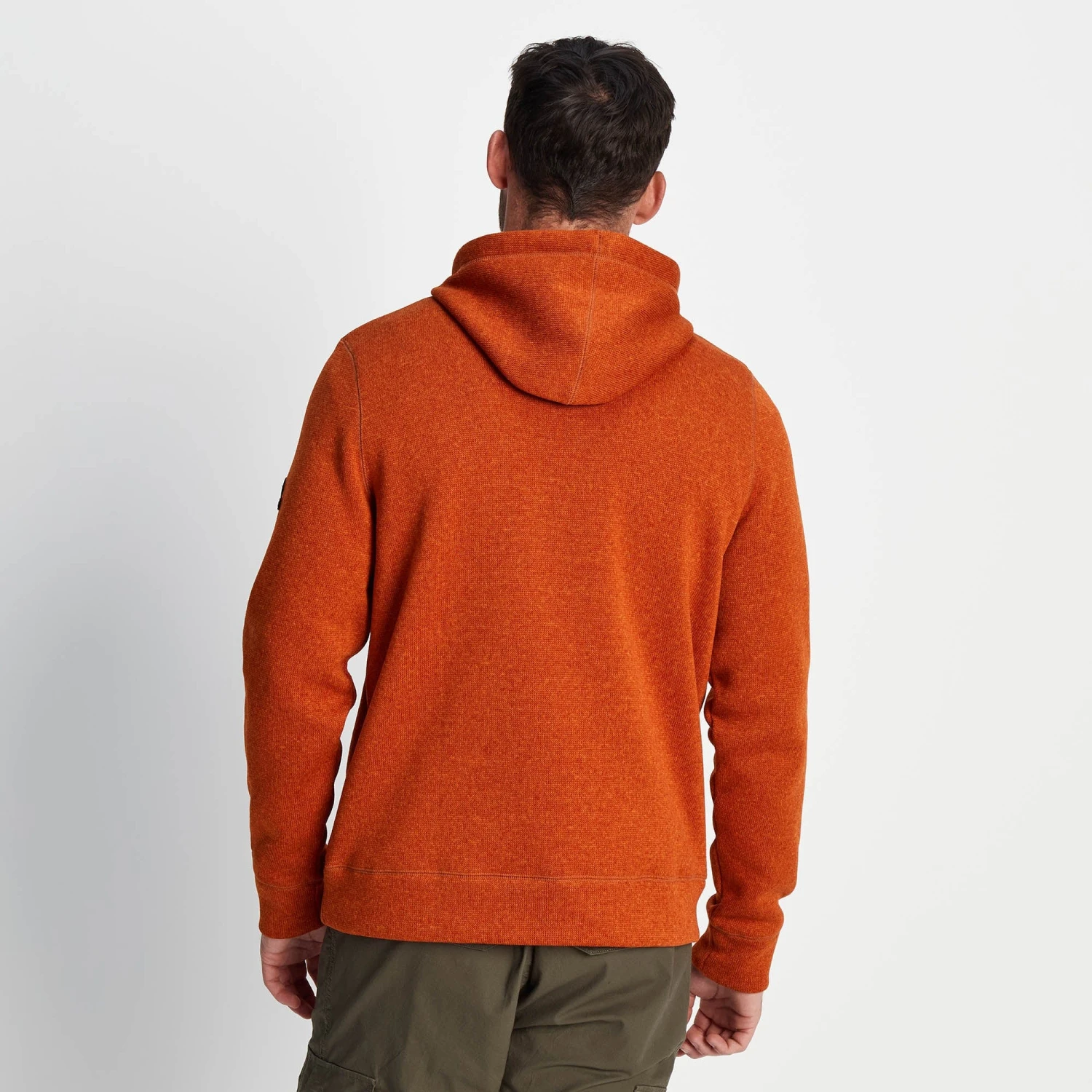 Mosby Mens Knitlook Fleece Hoody - Dark Orange Marl - Image 7