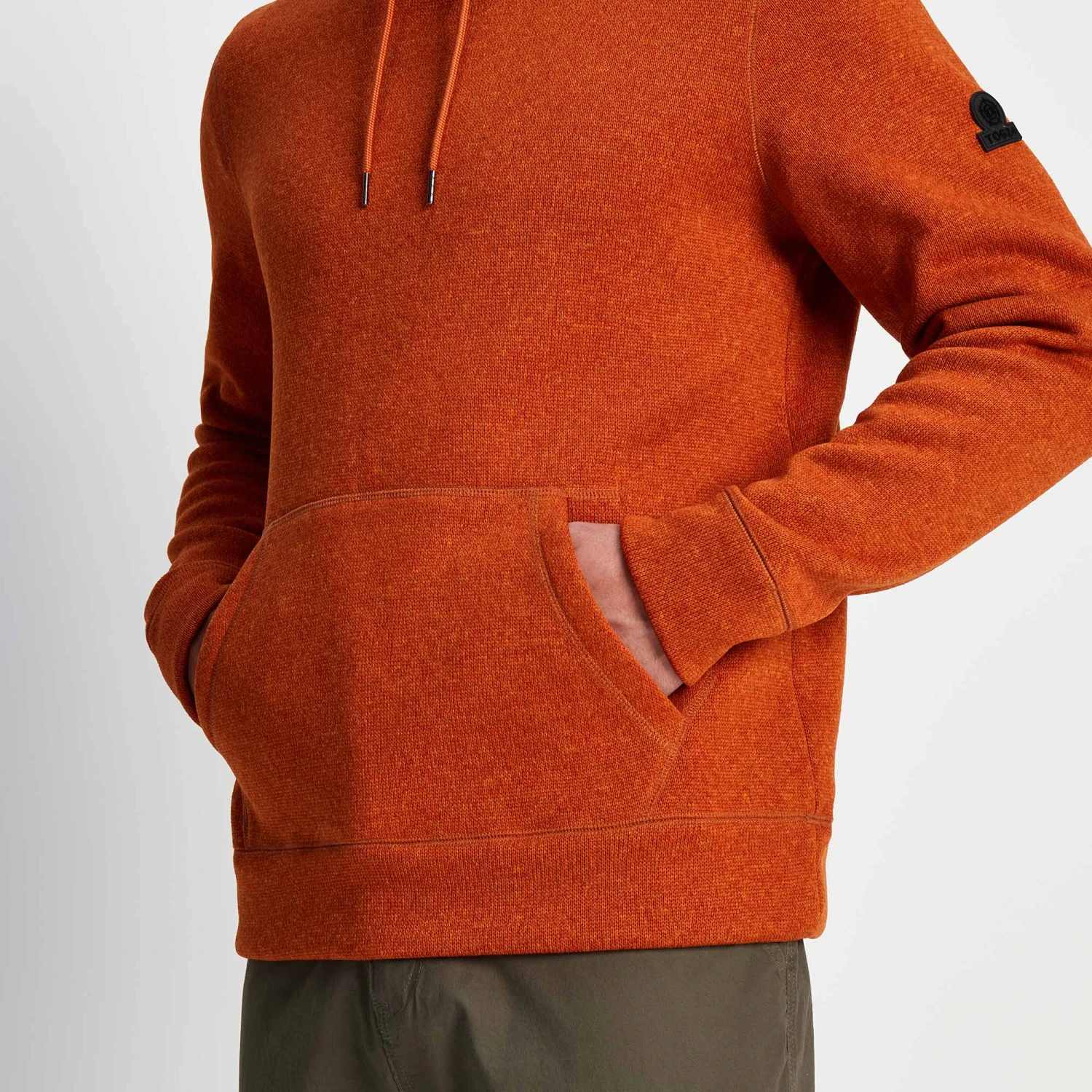 Mosby Mens Knitlook Fleece Hoody - Dark Orange Marl - Image 6