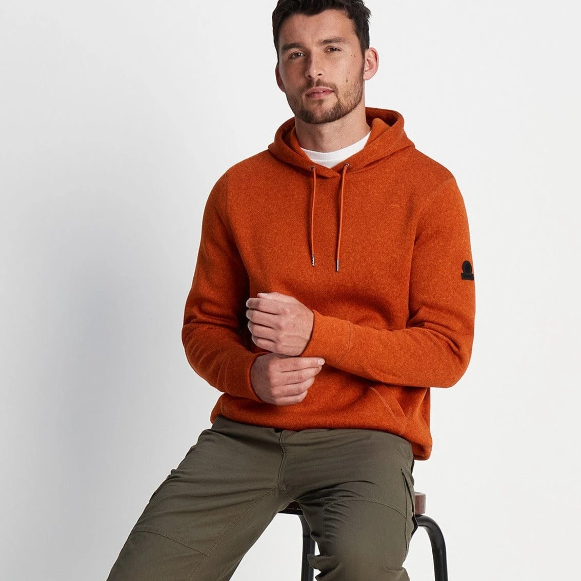 Mosby Mens Knitlook Fleece Hoody - Dark Orange Marl
